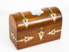 Antique Walnut Brass-Mounted Stationery Box, circa 1860