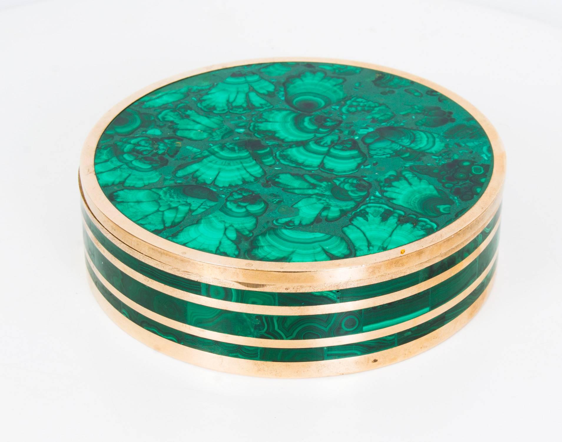Antique Malachite Mounted Brass Box and Cover Casket, circa 1880 5