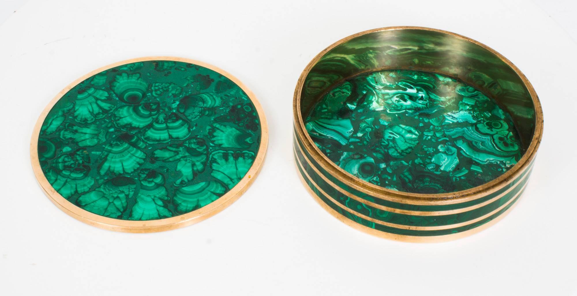 Antique Malachite Mounted Brass Box and Cover Casket, circa 1880 2
