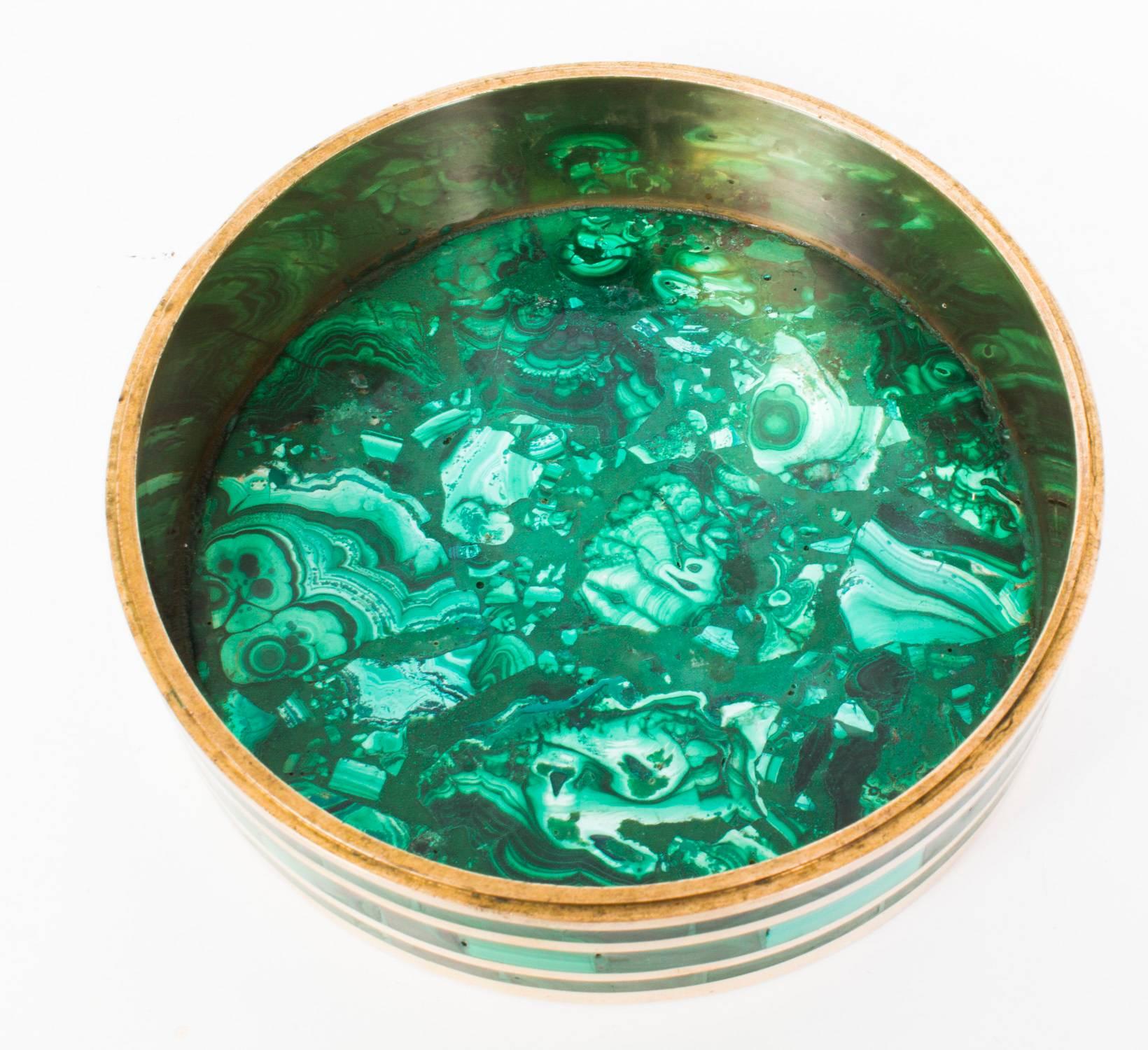 Antique Malachite Mounted Brass Box and Cover Casket, circa 1880 4