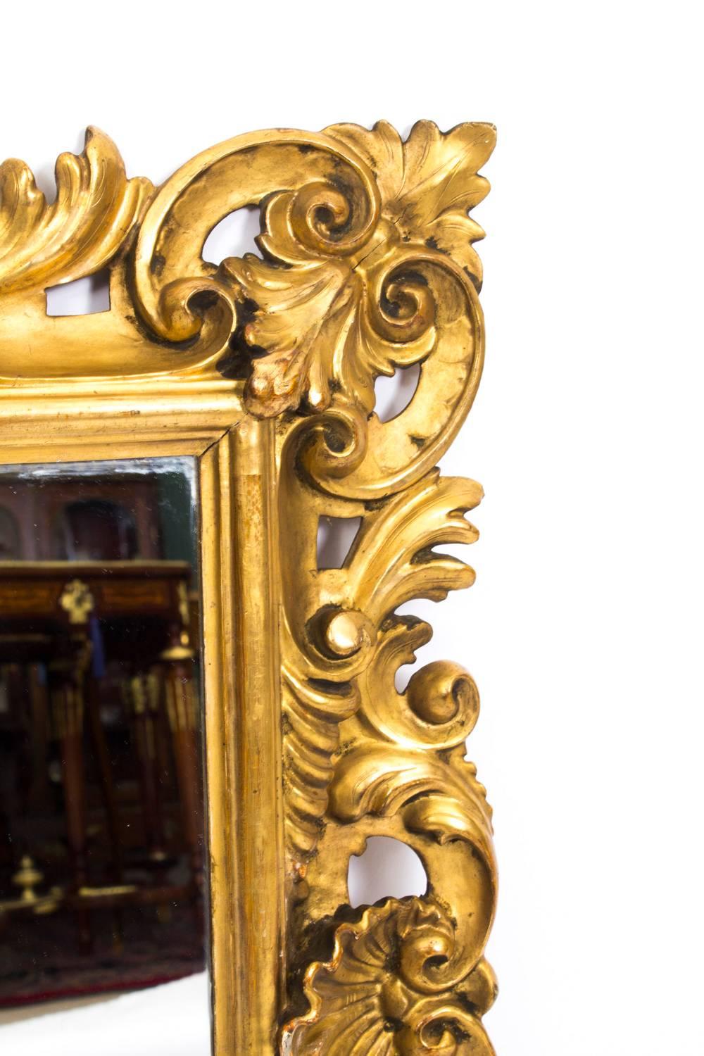 Late 19th Century 19th Century Italian Florentine Giltwood Mirror