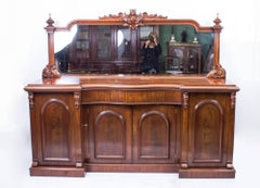 Antique Victorian Flame Mahogany Sideboard Chiffonier, circa 1870