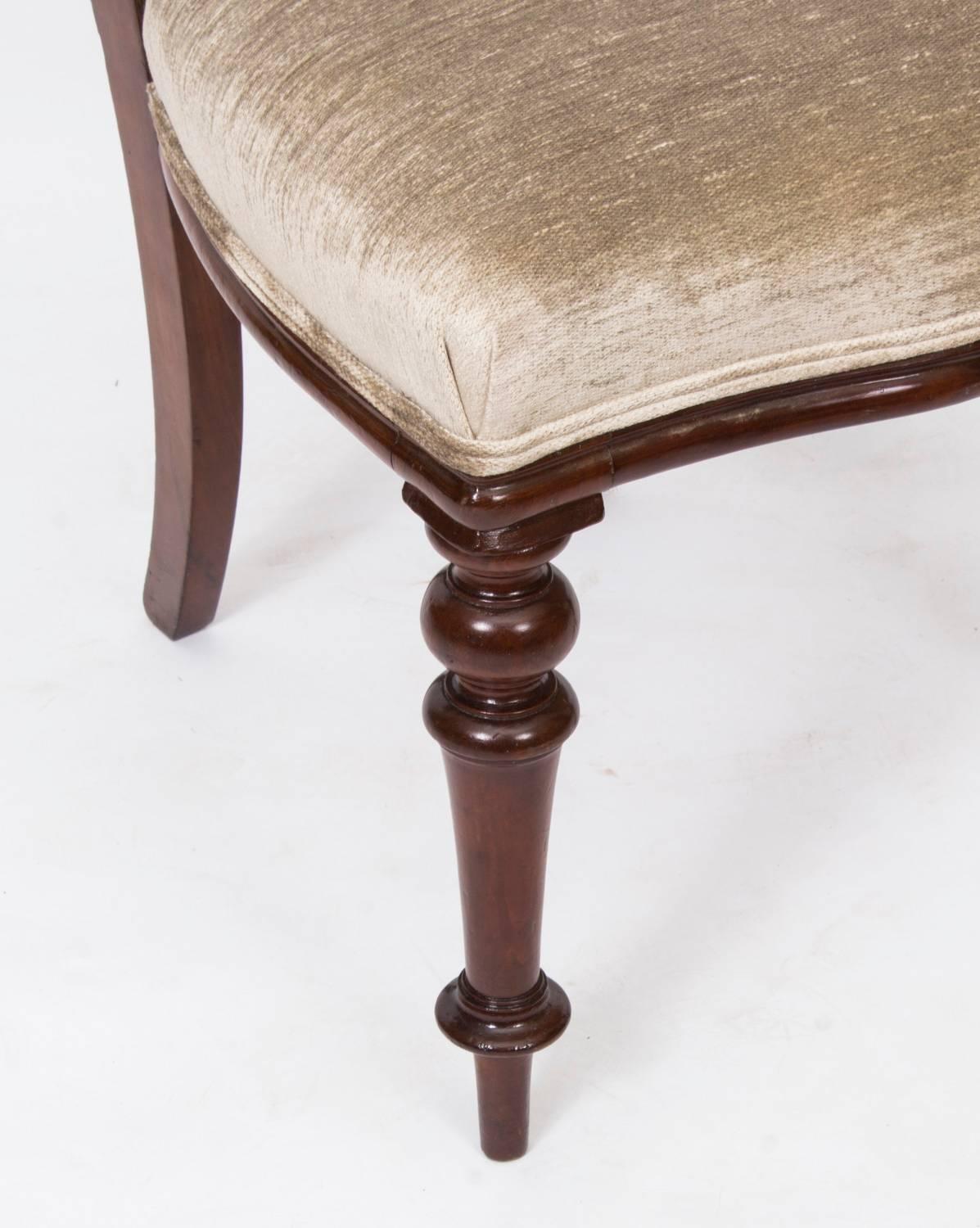 Fabric 19th Century Set of Eight Victorian Balloon Back Mahogany Dining Chairs