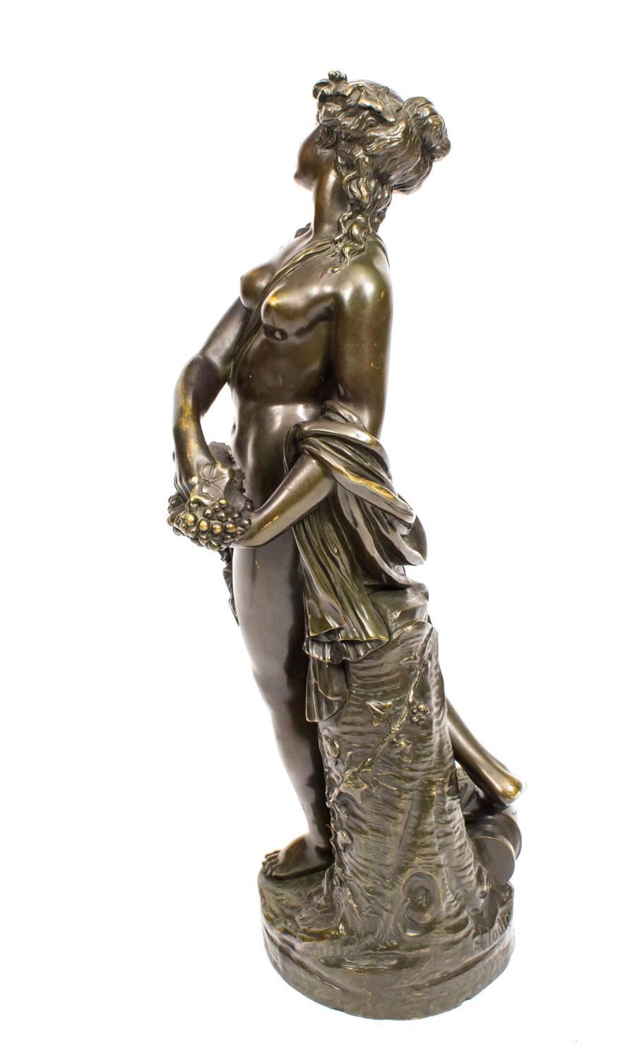 19th Century Antique Bronze Sculpture Bacchante after Clodion