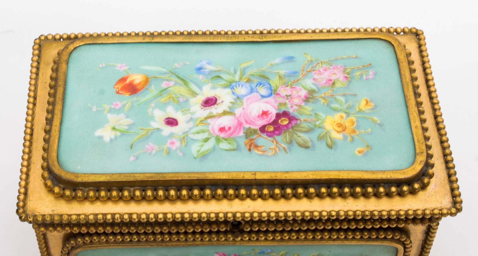 French 19th Century Porcelain and Ormolu Jewel Casket Box by Tahan