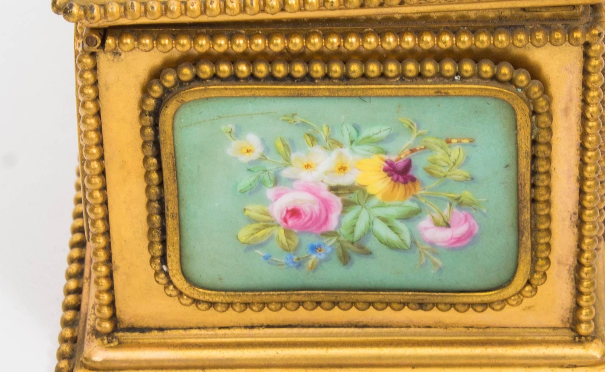 Late 19th Century 19th Century Porcelain and Ormolu Jewel Casket Box by Tahan