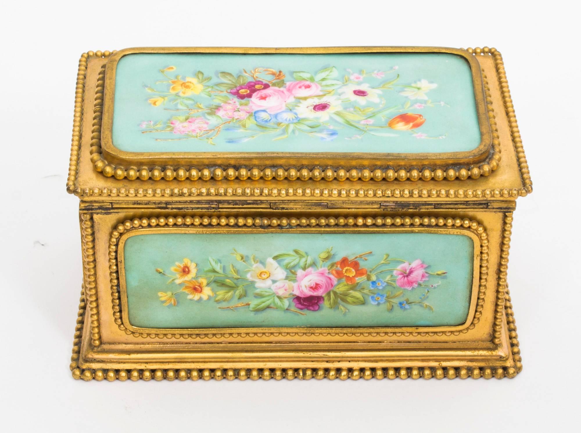 19th Century Porcelain and Ormolu Jewel Casket Box by Tahan 1