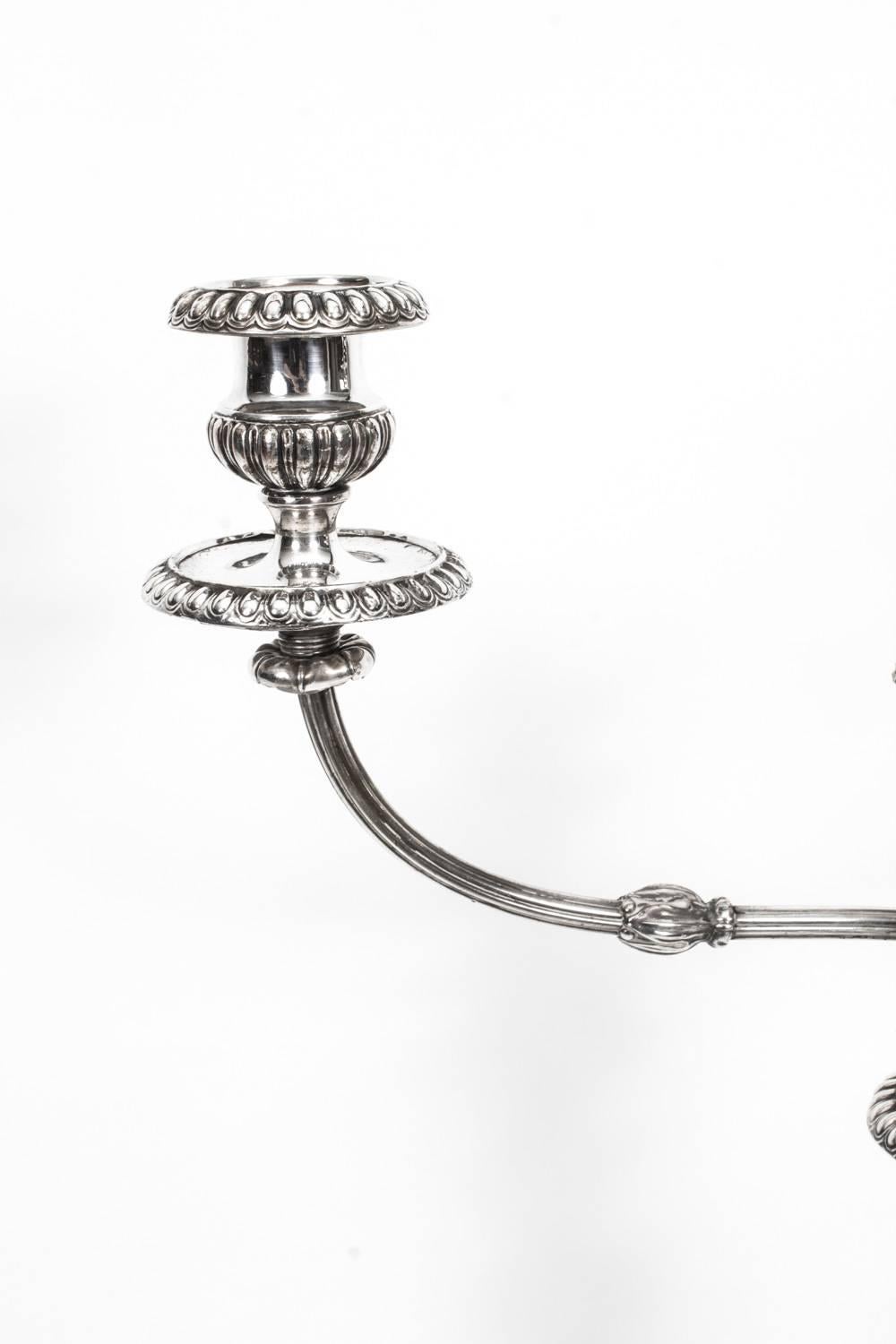 Antique Pair of George III Three-Light Candelabra Matthew Boulton, 1784 In Excellent Condition In London, GB