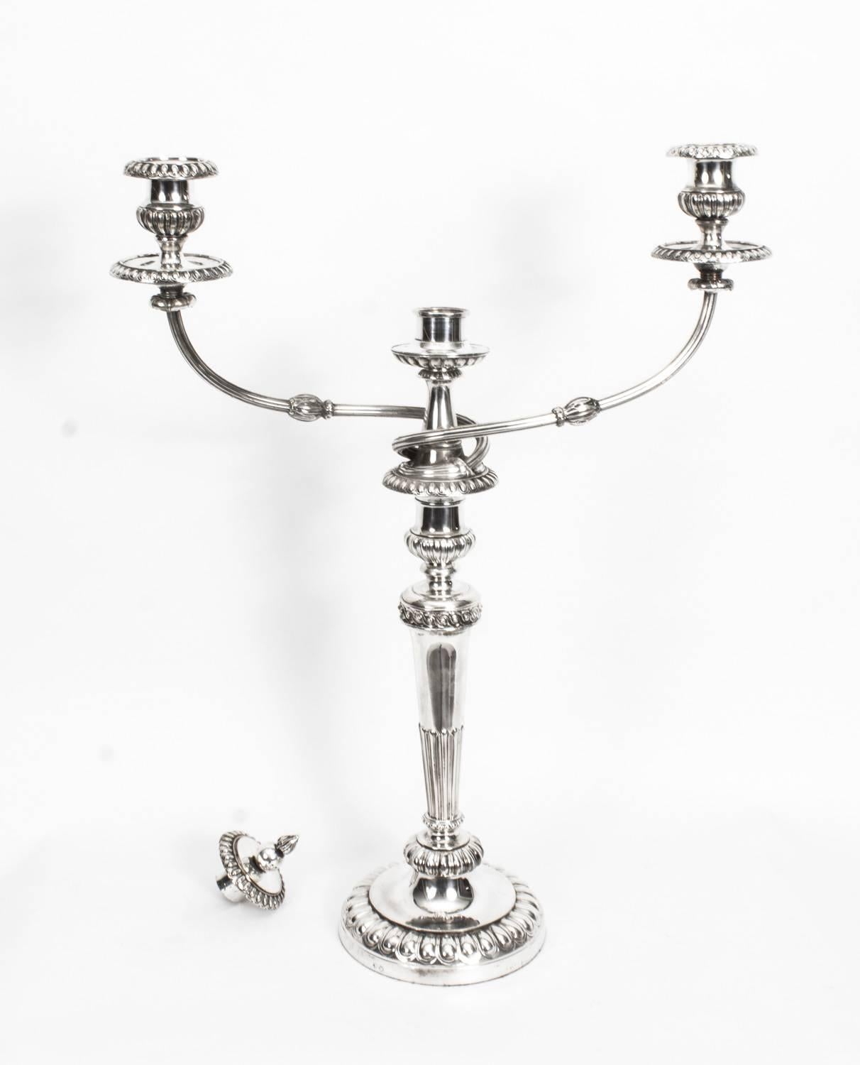 Antique Pair of George III Three-Light Candelabra Matthew Boulton, 1784 1