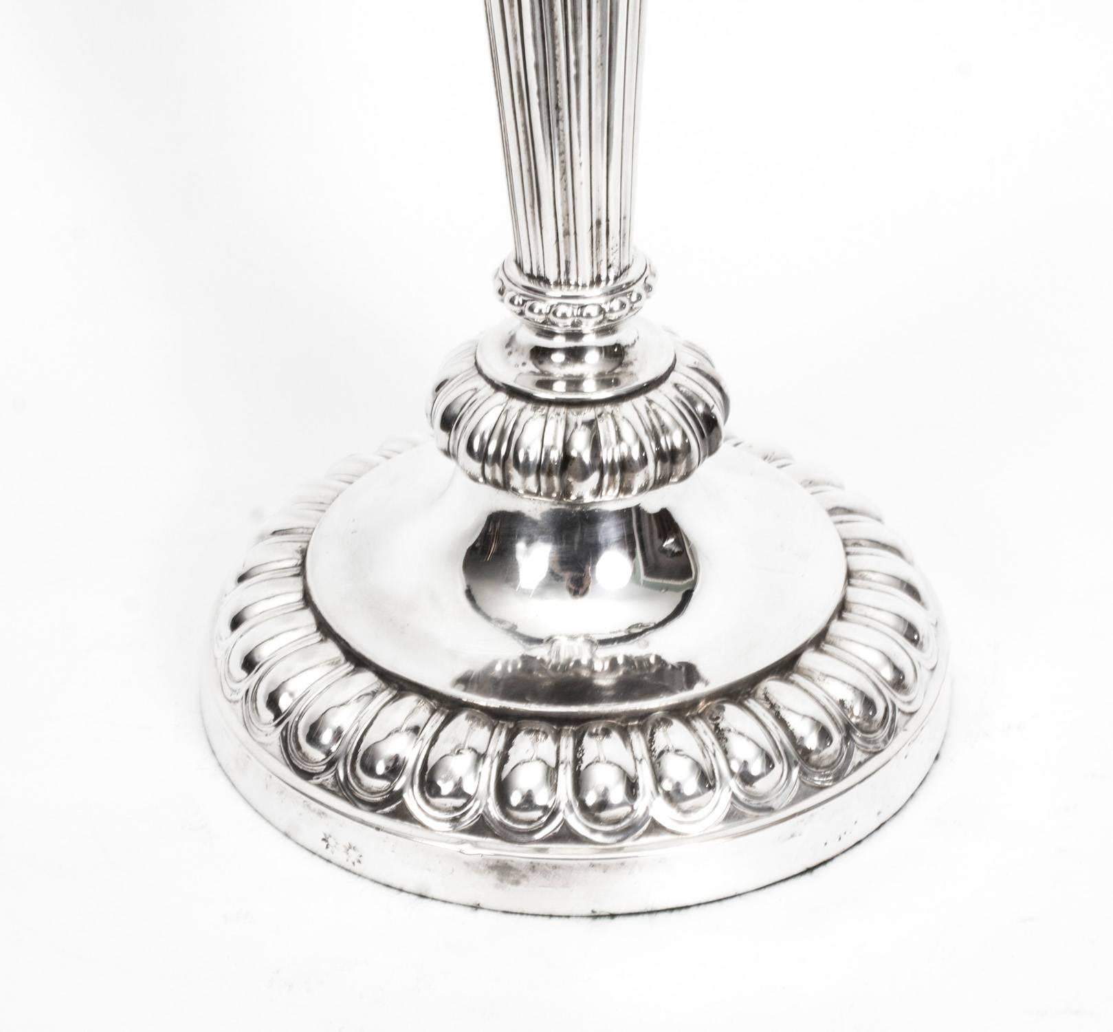 Sheffield Plate Antique Pair of George III Three-Light Candelabra Matthew Boulton, 1784