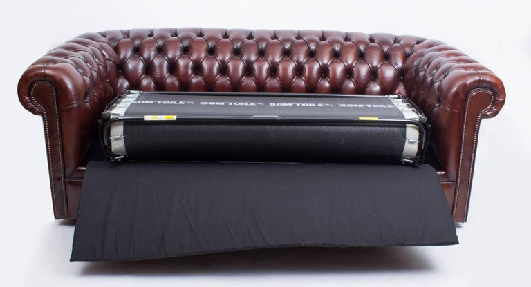 Bespoke English Leather Chesterfield Sofa Bed BBO For Sale ...