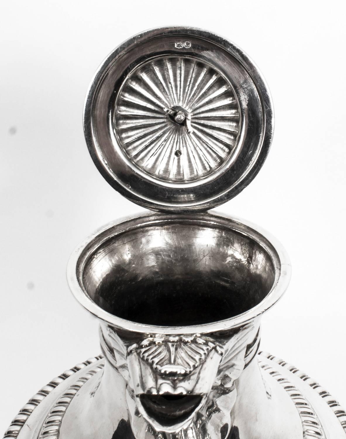 Antique Sterling Silver Ewer Jug Coffee Pot Emes & Barnard, 1818 3