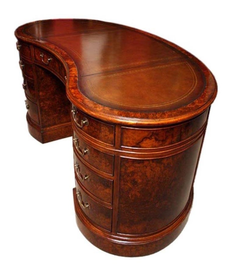 Bespoke Burr Walnut Kidney Desk in Victorian Style at 1stdibs
