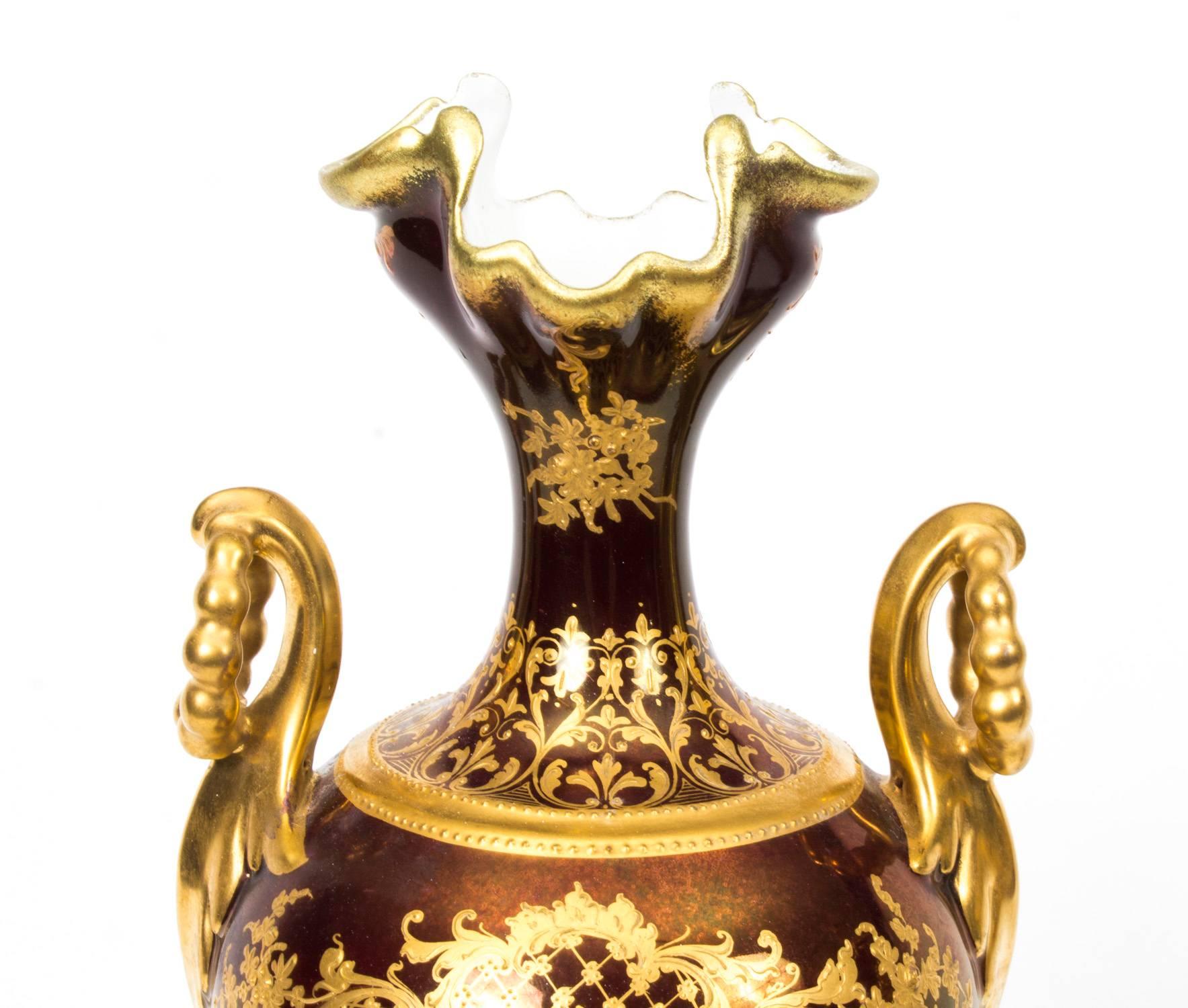 German 19th Century Pair of Helena Wolfsohn Dresden Porcelain Vases