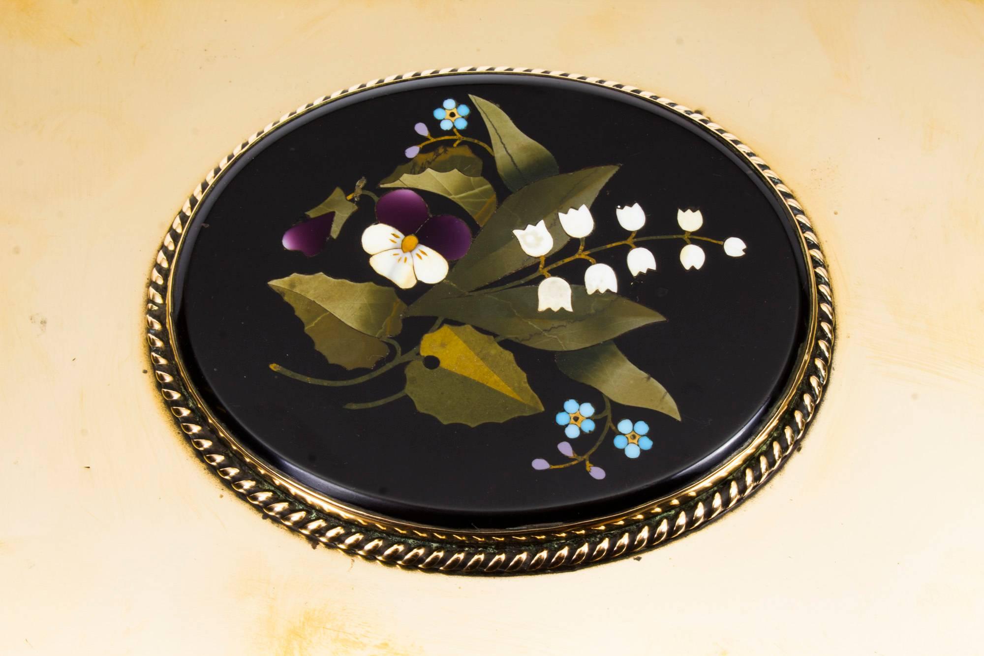 19th Century French Ormolu and Pietra Dura Stationery Casket In Excellent Condition In London, GB