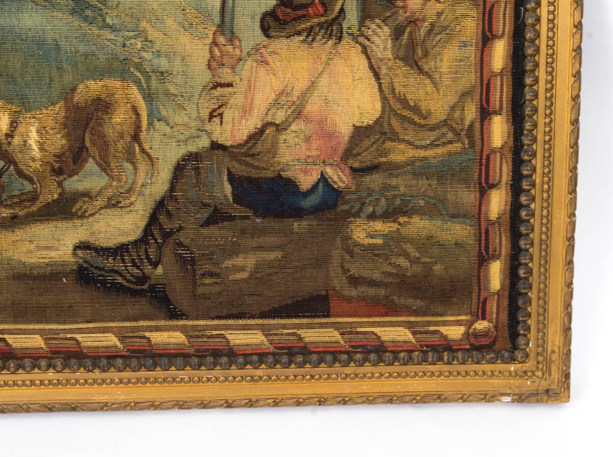 19th Century French Aubusson Tapestry in Giltwood Frame 6