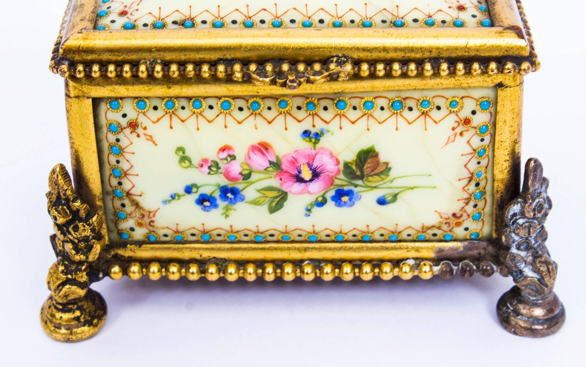 19th Century Ormolu-Mounted Limoges Enamel Jewel Casket Box In Excellent Condition In London, GB