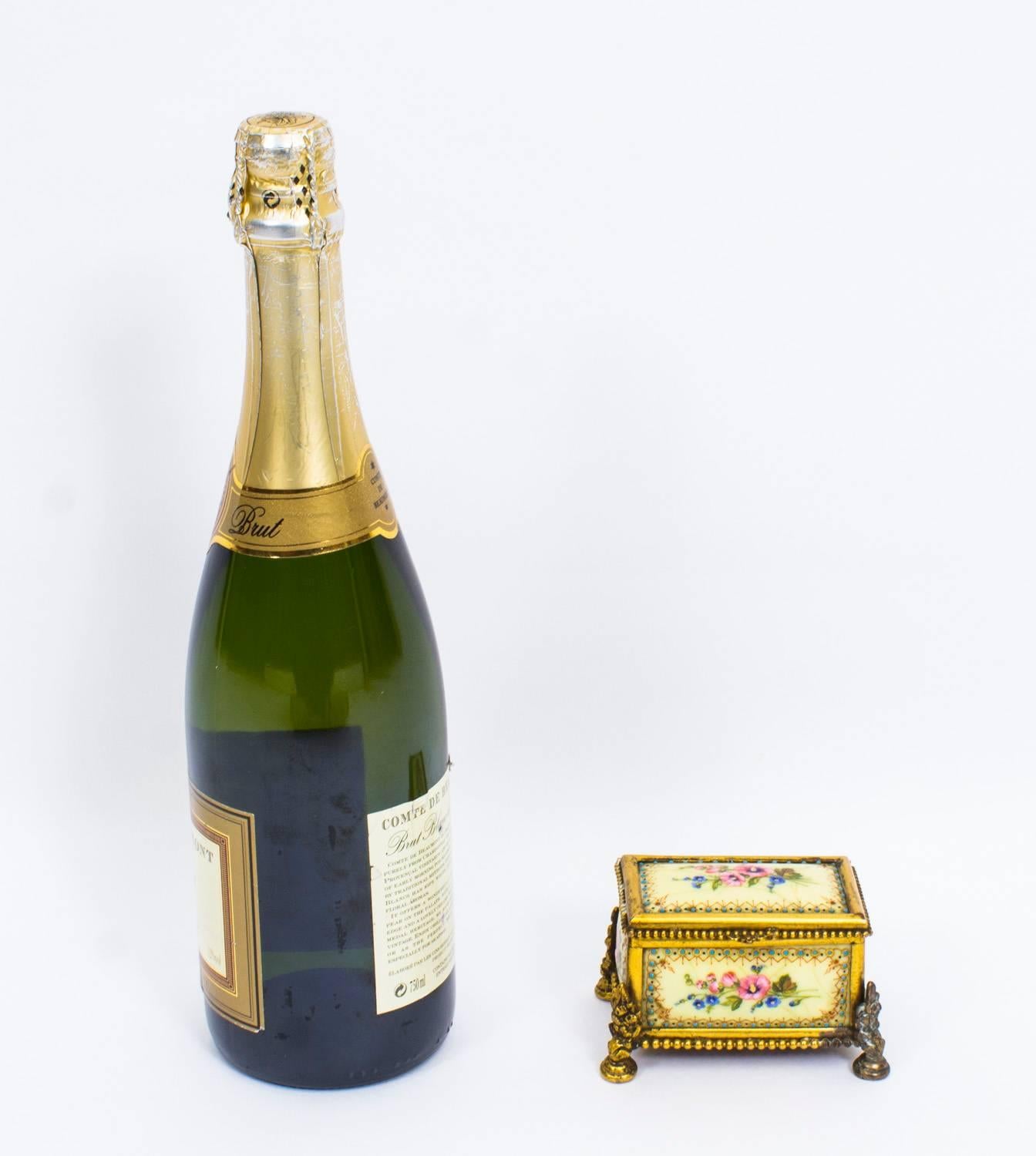 19th Century Ormolu-Mounted Limoges Enamel Jewel Casket Box 4