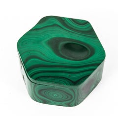 19th Century Malachite Hexagonal Box and Cover Casket