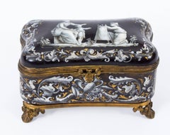 19th Century French Enamel Grisaille Jewelry Casket Box