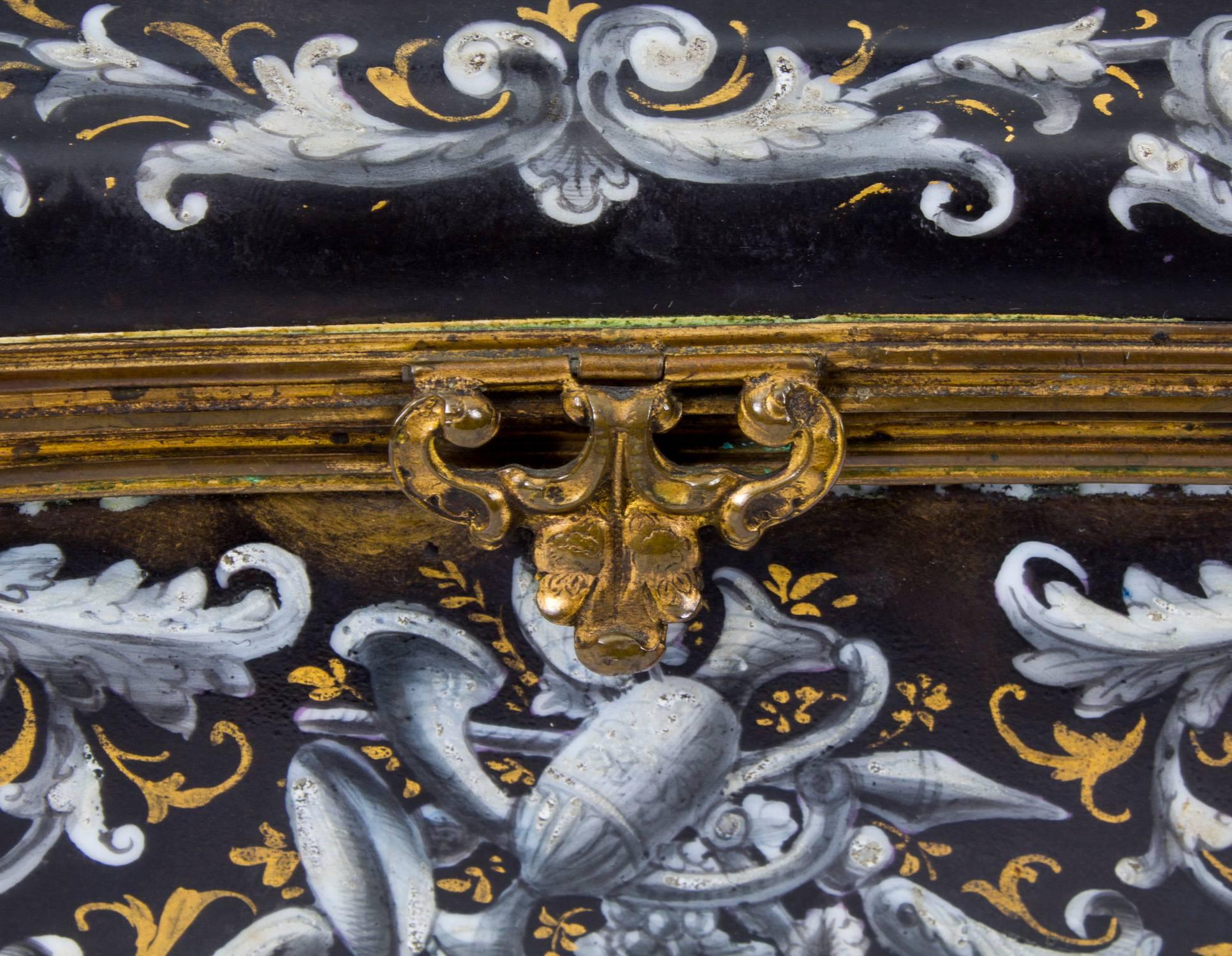 Late 19th Century 19th Century French Enamel Grisaille Jewelry Casket Box