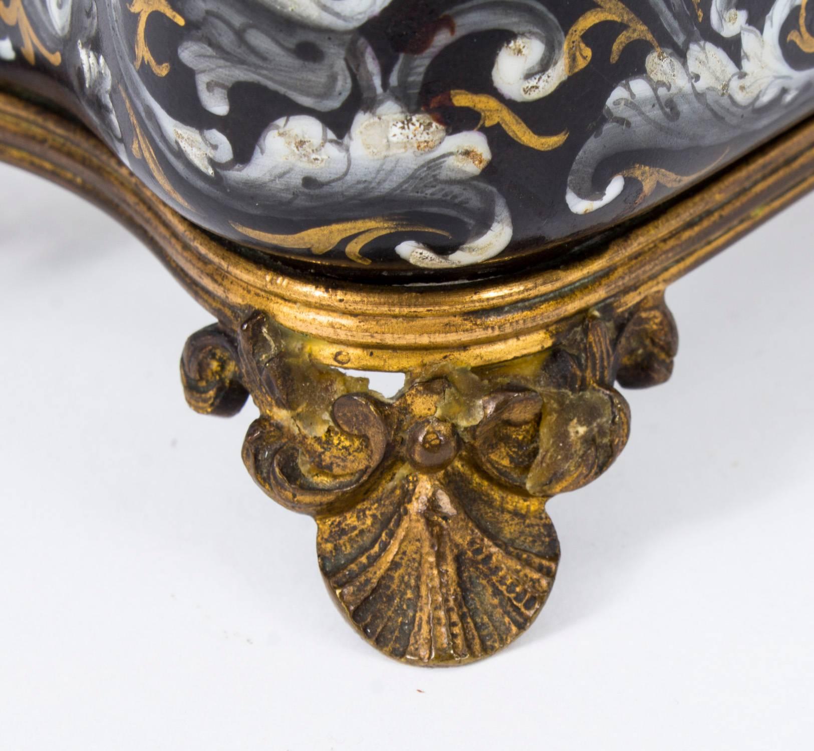 19th Century French Enamel Grisaille Jewelry Casket Box 5