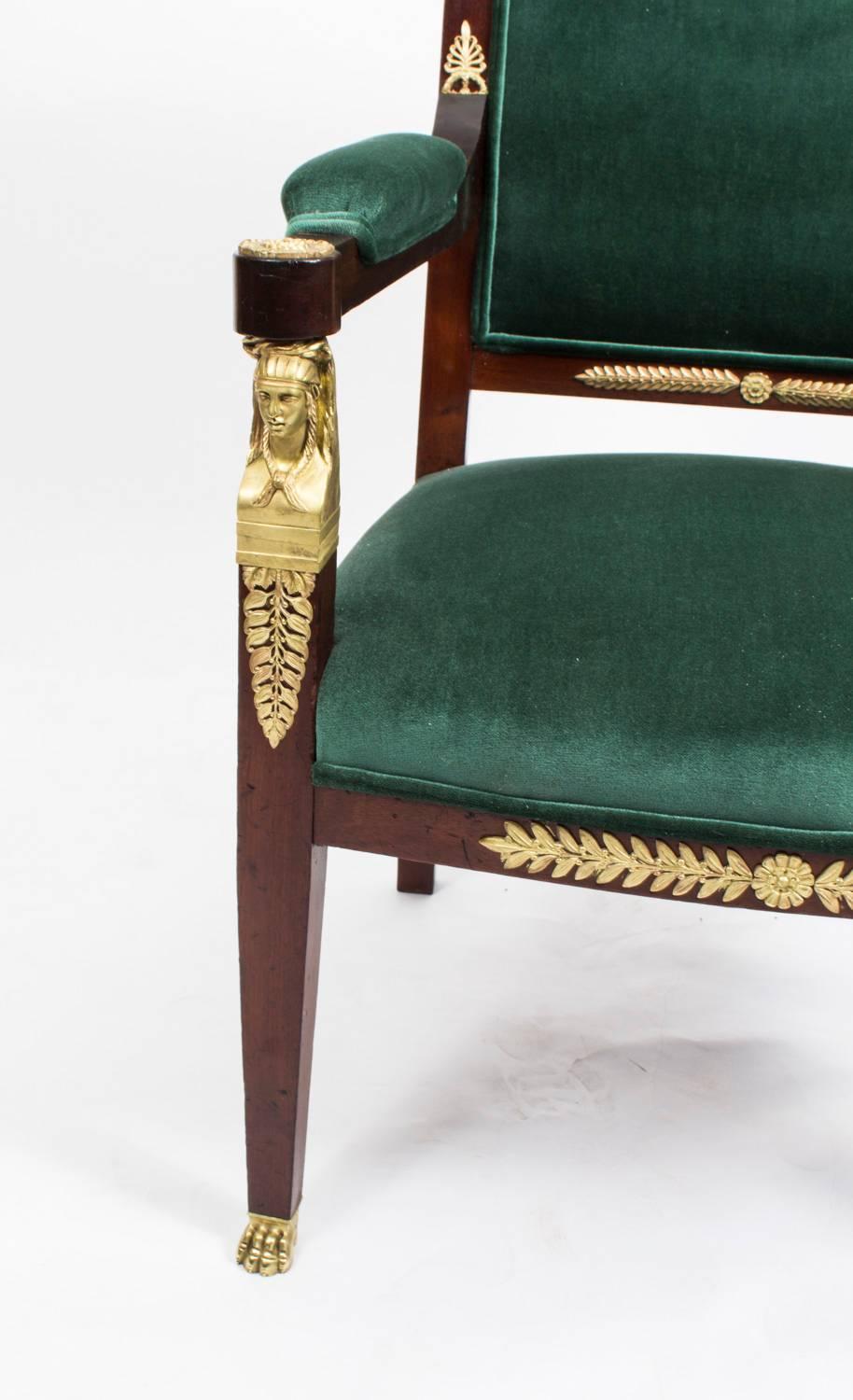 19th Century Napoleon III Mahogany and Ormolu Armchair 1