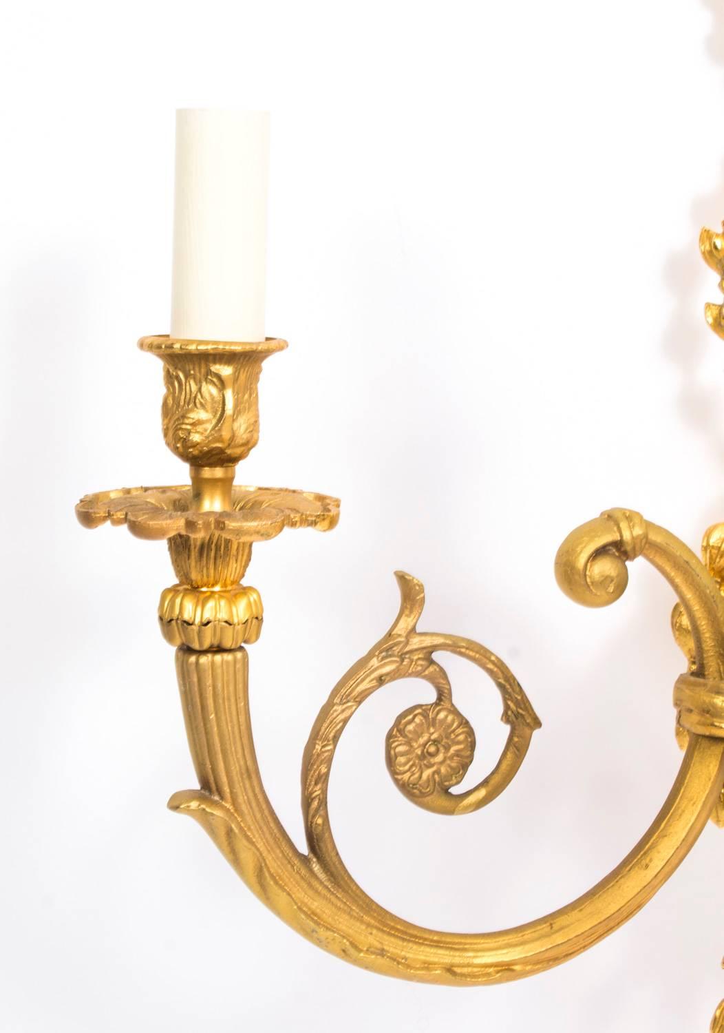 Early 20th Century Pair of French Neo-Classical Style Ormolu Wall Lights 2