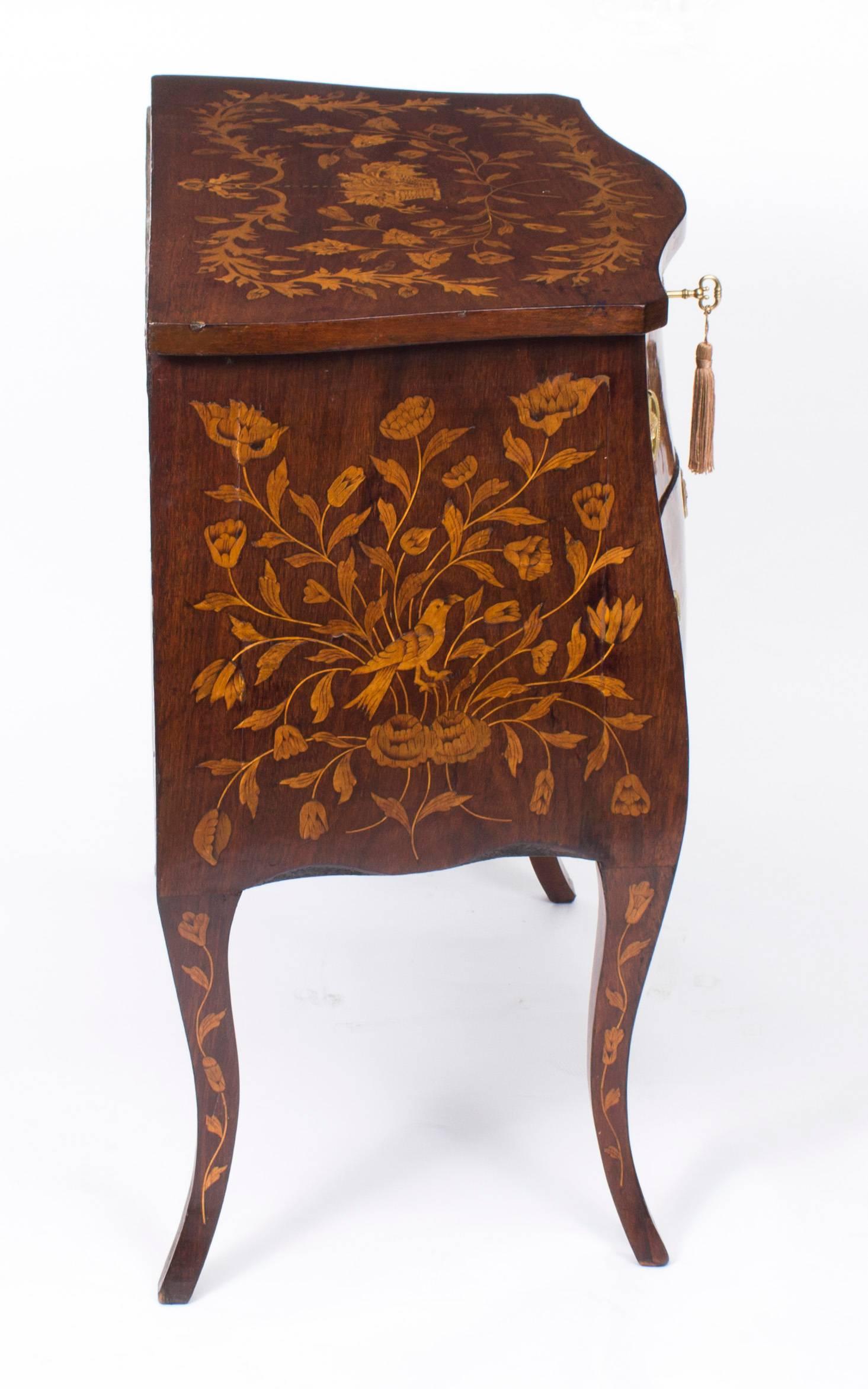 18th Century Pair of Dutch Marquetry Walnut Bedside Chests 5