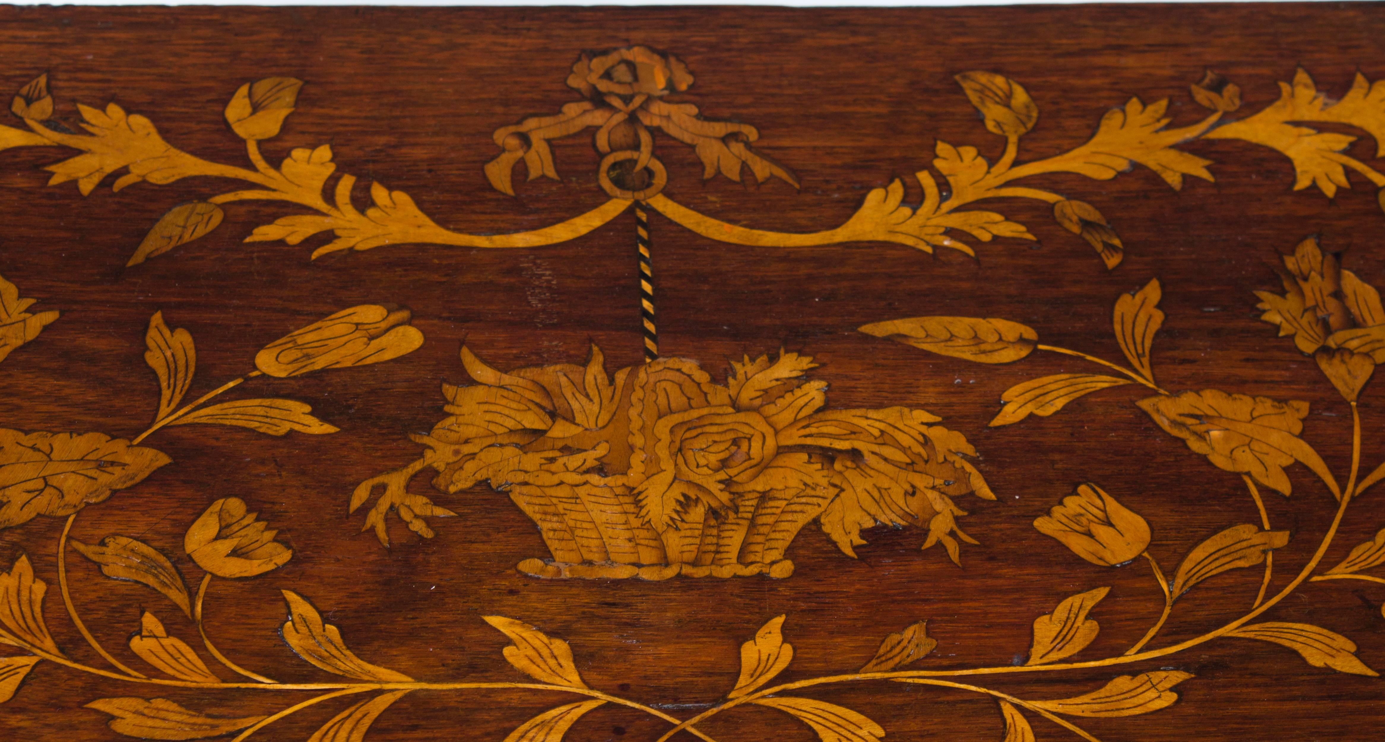 Boxwood 18th Century Pair of Dutch Marquetry Walnut Bedside Chests