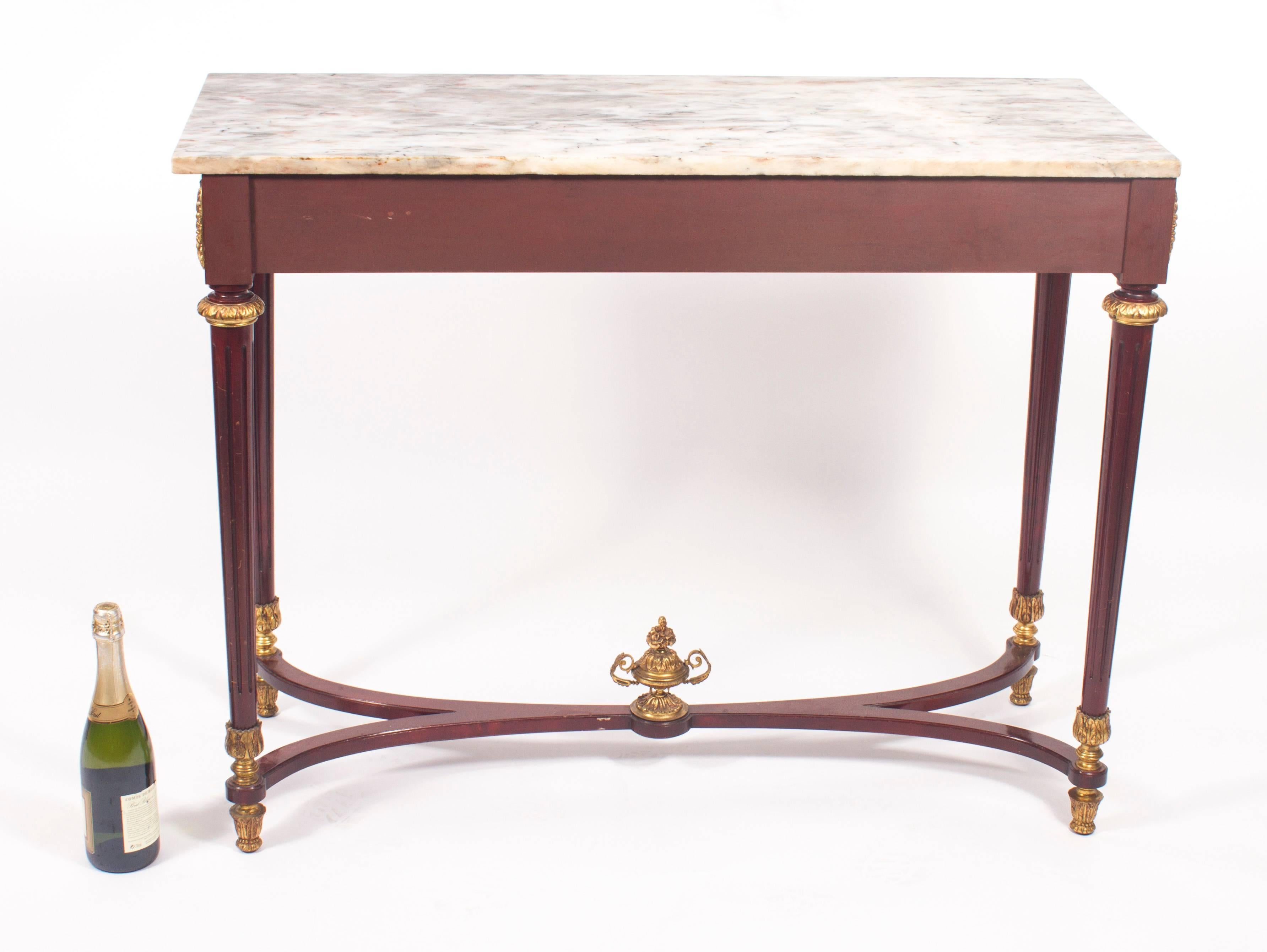 Vintage French Ormolu and Porcelain Mounted Console Table, Late 20th Century 7