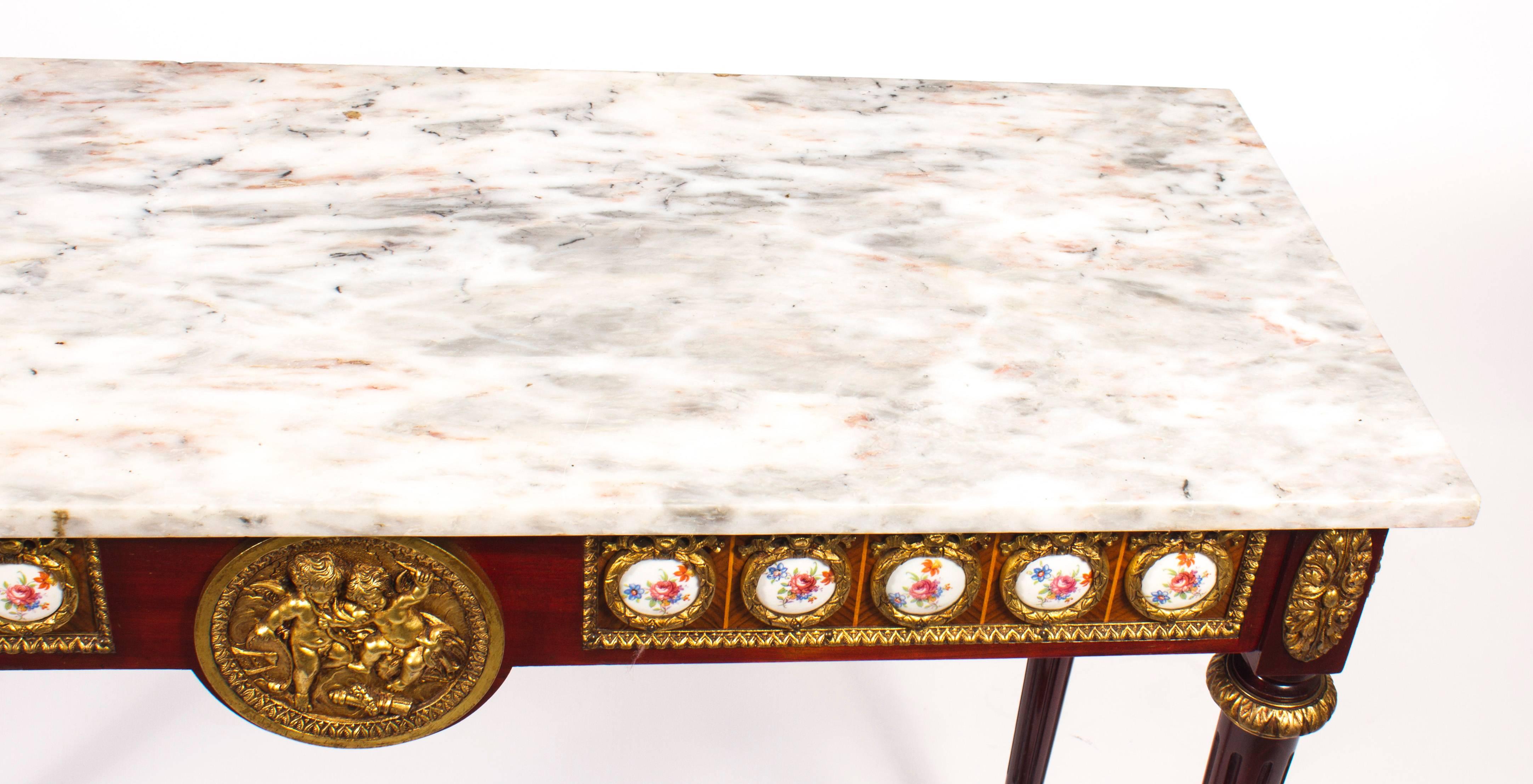 Vintage French Ormolu and Porcelain Mounted Console Table, Late 20th Century In Excellent Condition In London, GB