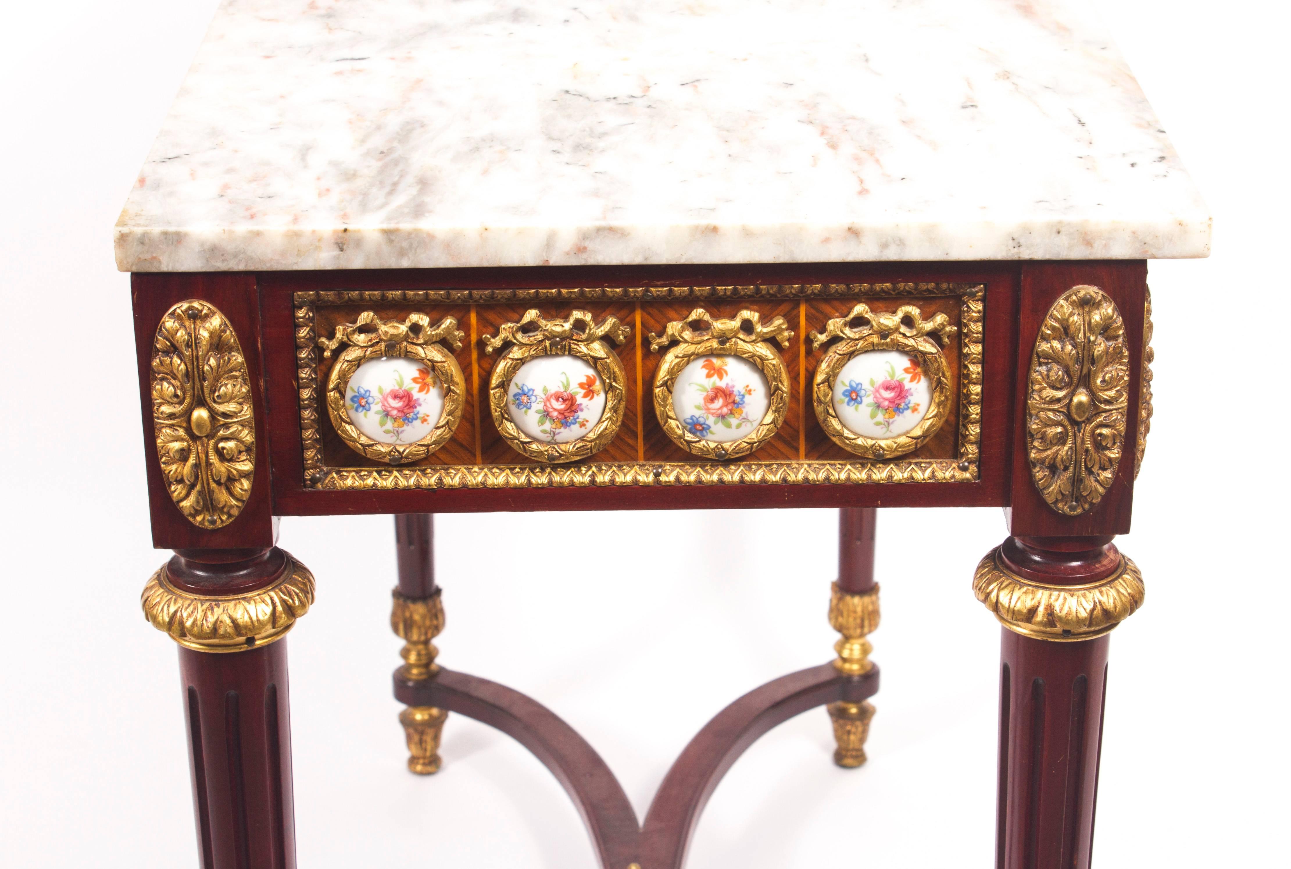 Vintage French Ormolu and Porcelain Mounted Console Table, Late 20th Century 6