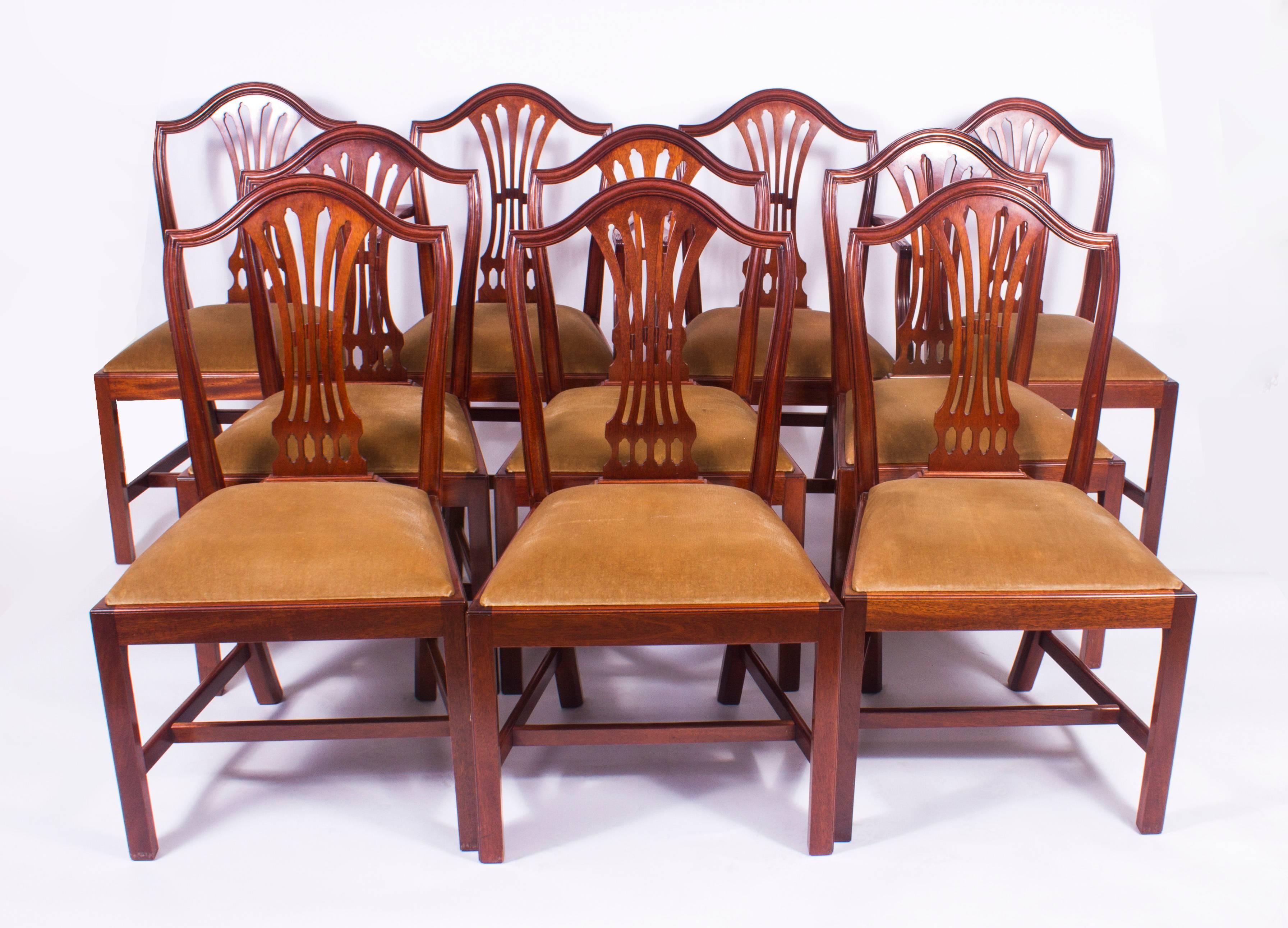 Mahogany Vintage William Tillman Regency Dining Table and Ten Chairs, Late 20th Century
