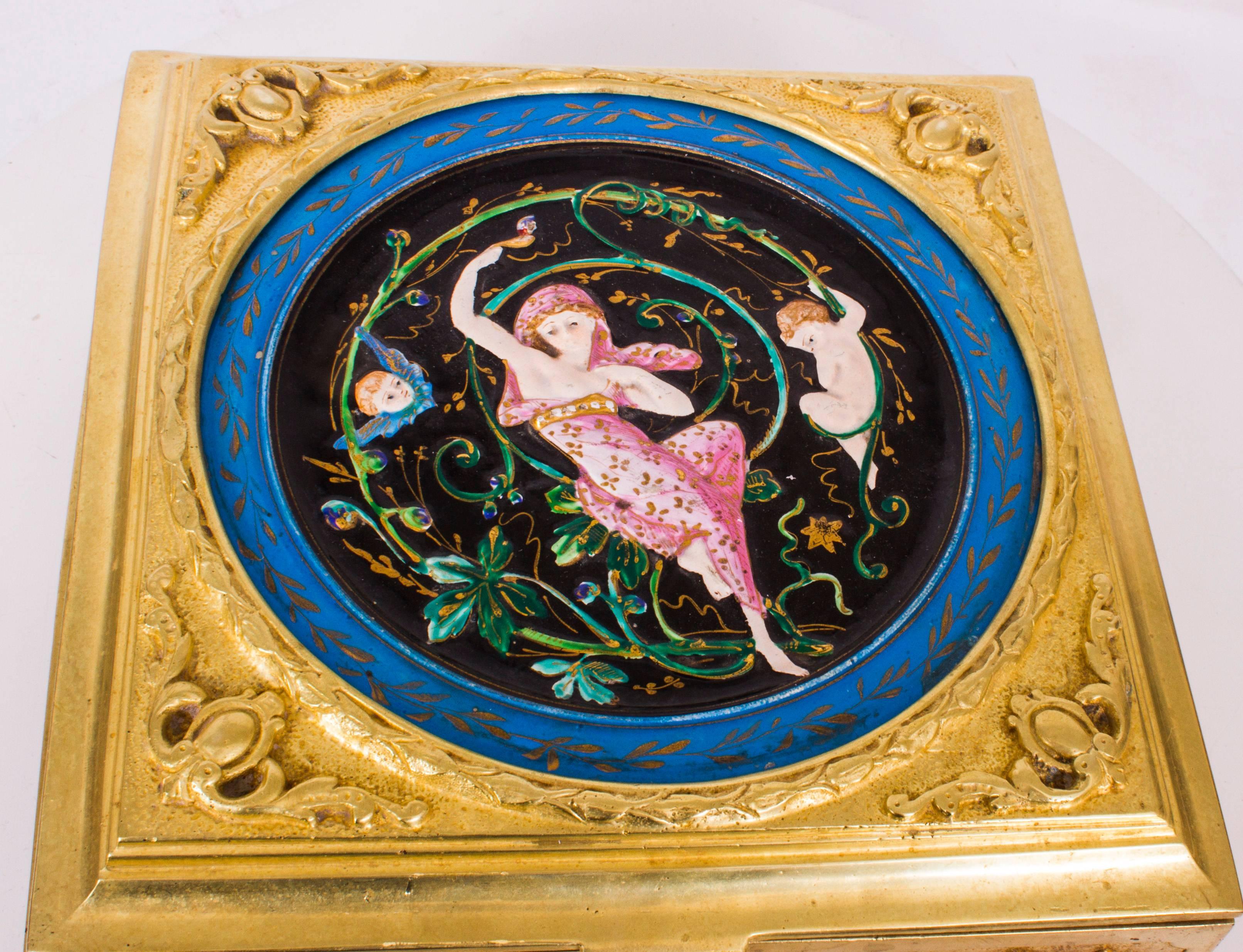 19th Century Art Nouveau Ormolu and Minton Porcelain Casket In Excellent Condition In London, GB