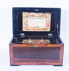 19th Century Eight Airs cylinder Six Bells In View Music Box by Paillard