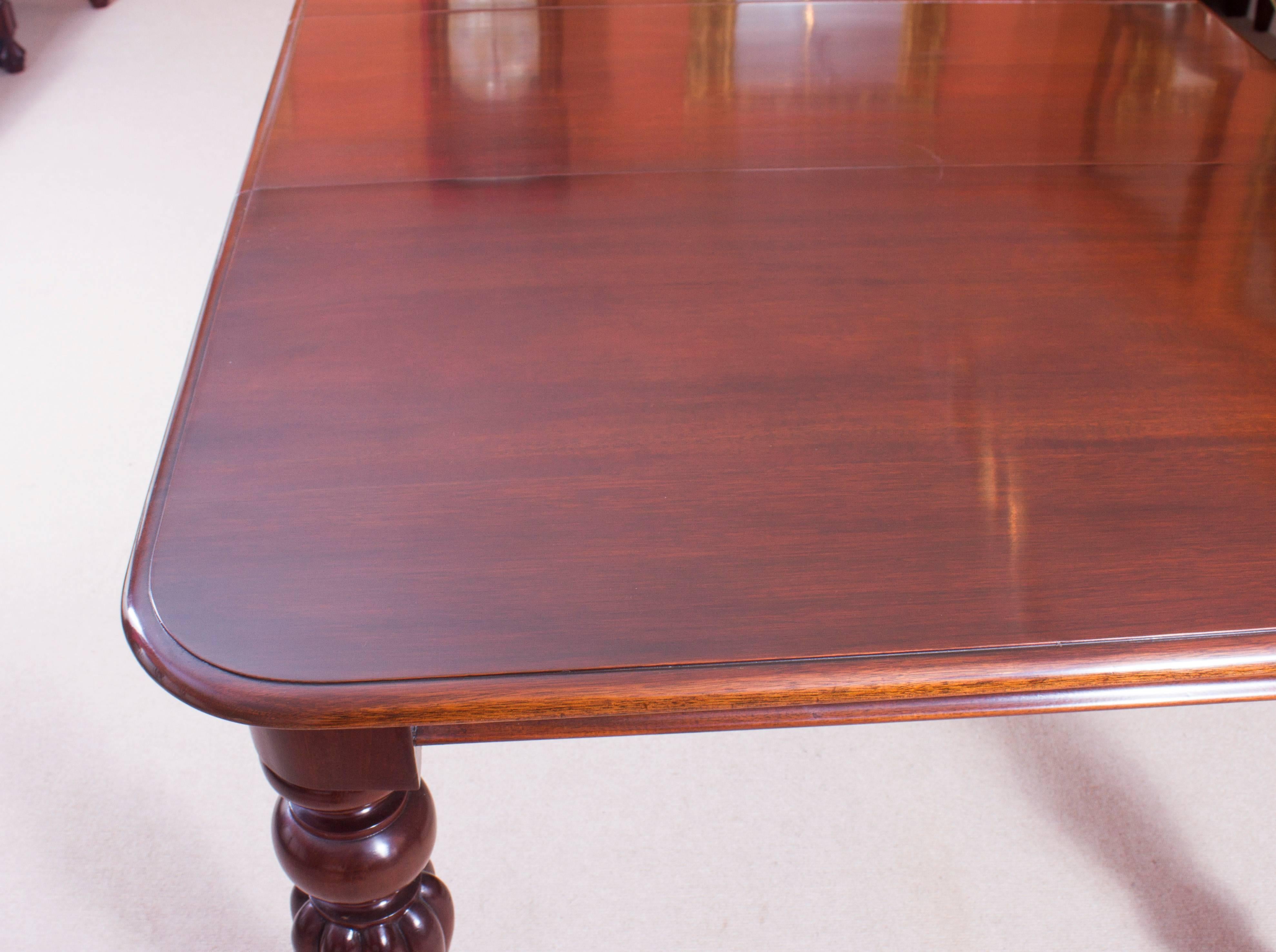 English 19th Century Mahogany Dining Table and Ten Balloon Back Chairs