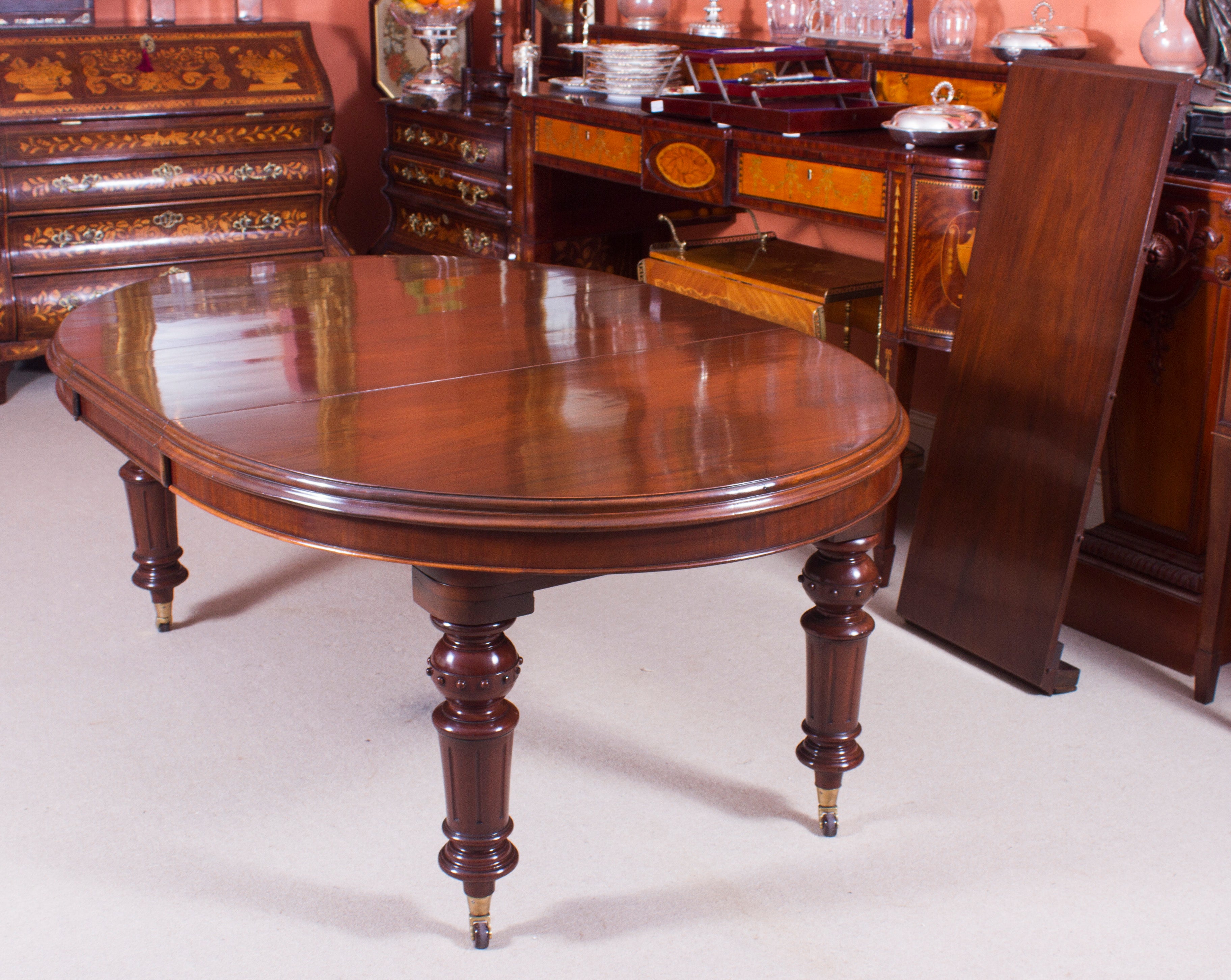 19th Century Victorian Oval Dining Table And Eight Antique Chairs