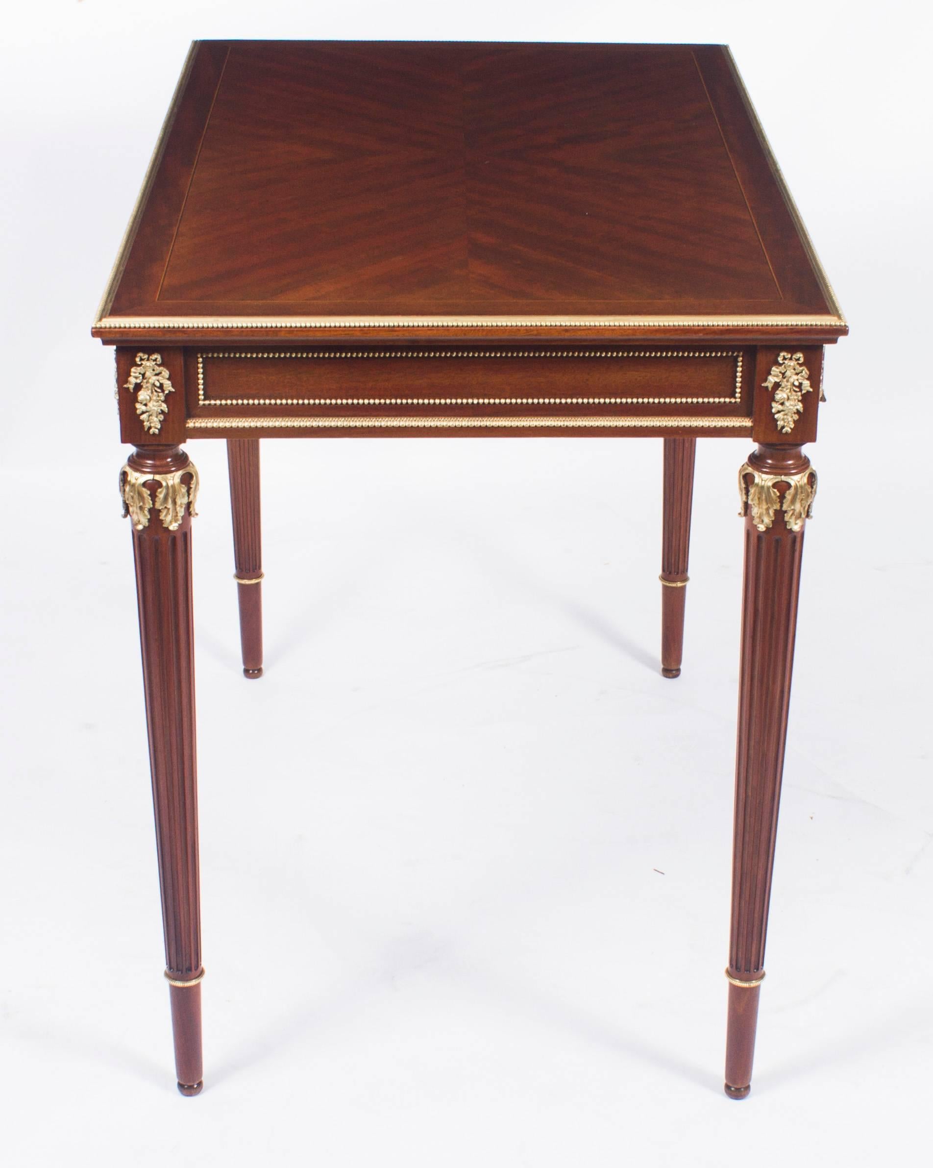 19th Century French Ormolu-Mounted Flame Mahogany Side Table 3