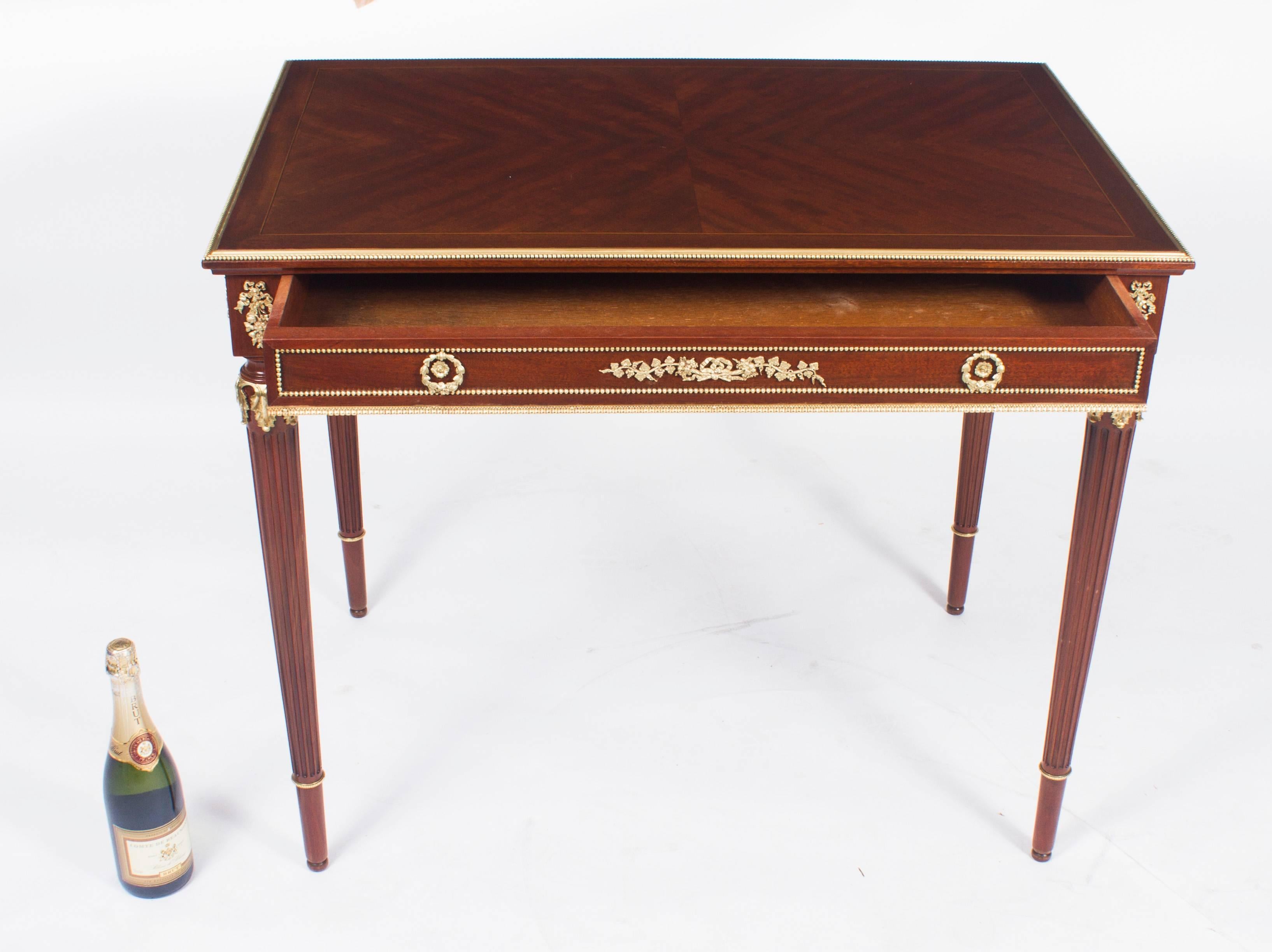 19th Century French Ormolu-Mounted Flame Mahogany Side Table 5