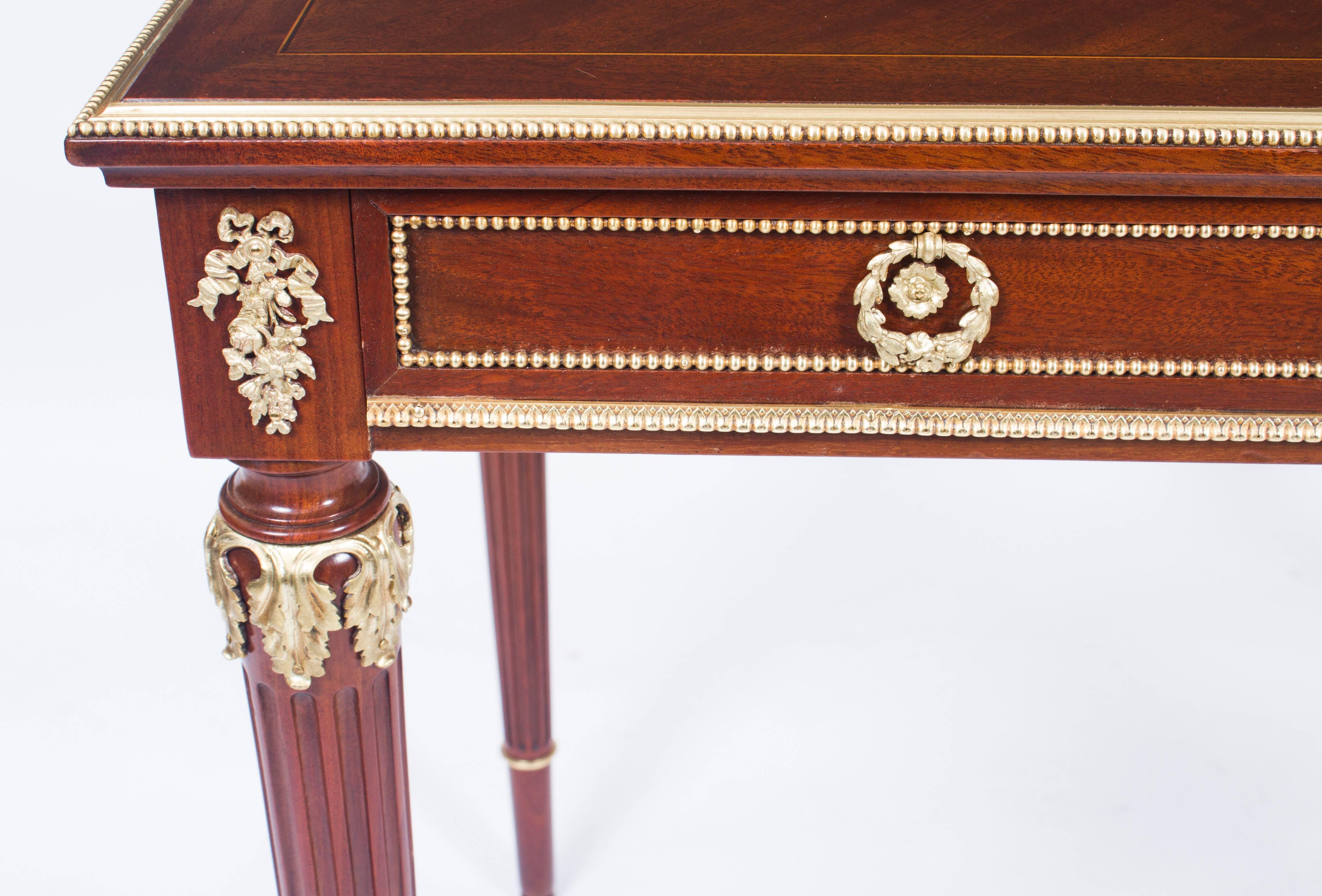 19th Century French Ormolu-Mounted Flame Mahogany Side Table 1