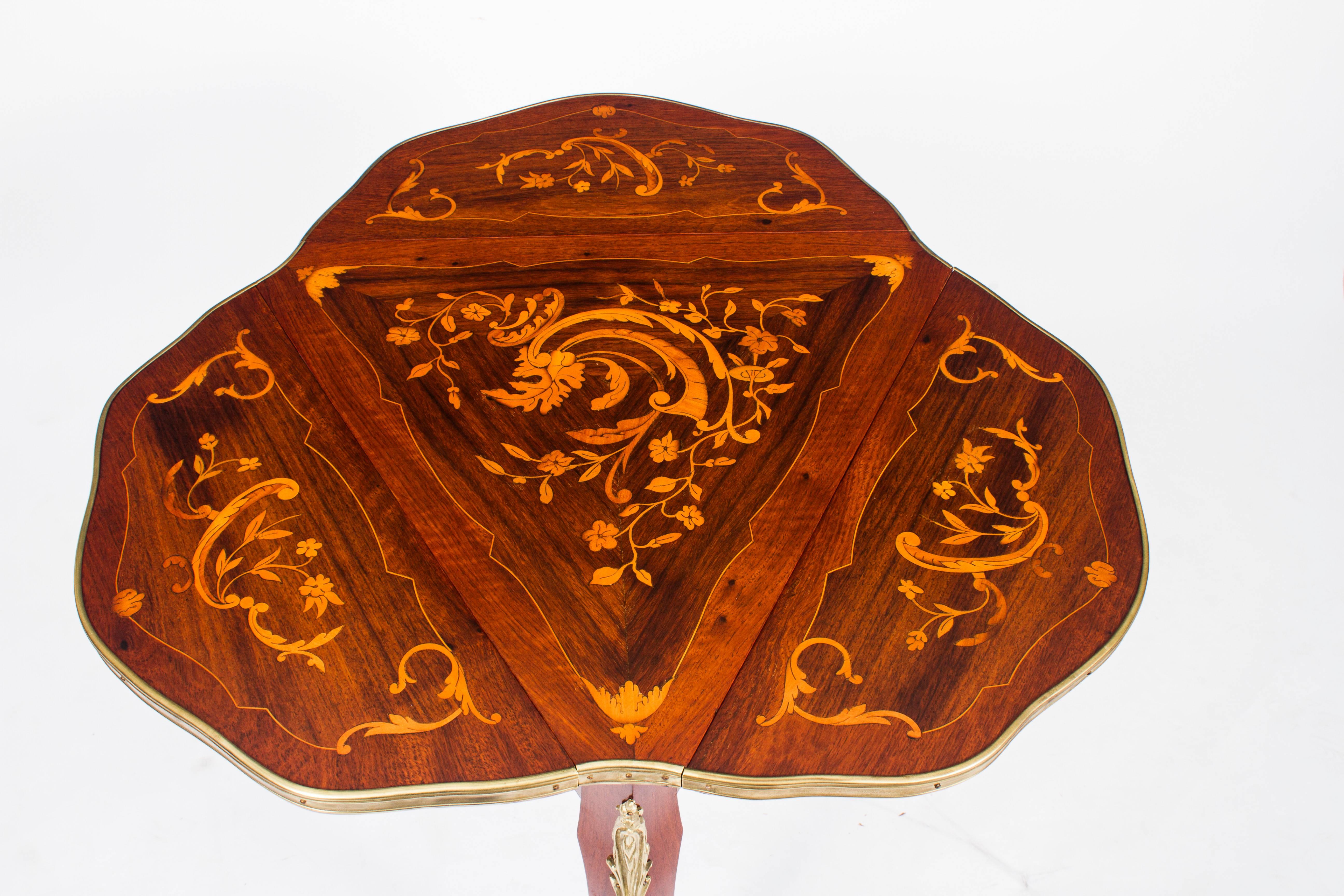 Late 19th Century 19th Century Louis Revival Marquetry Triform Occasional Table For Sale