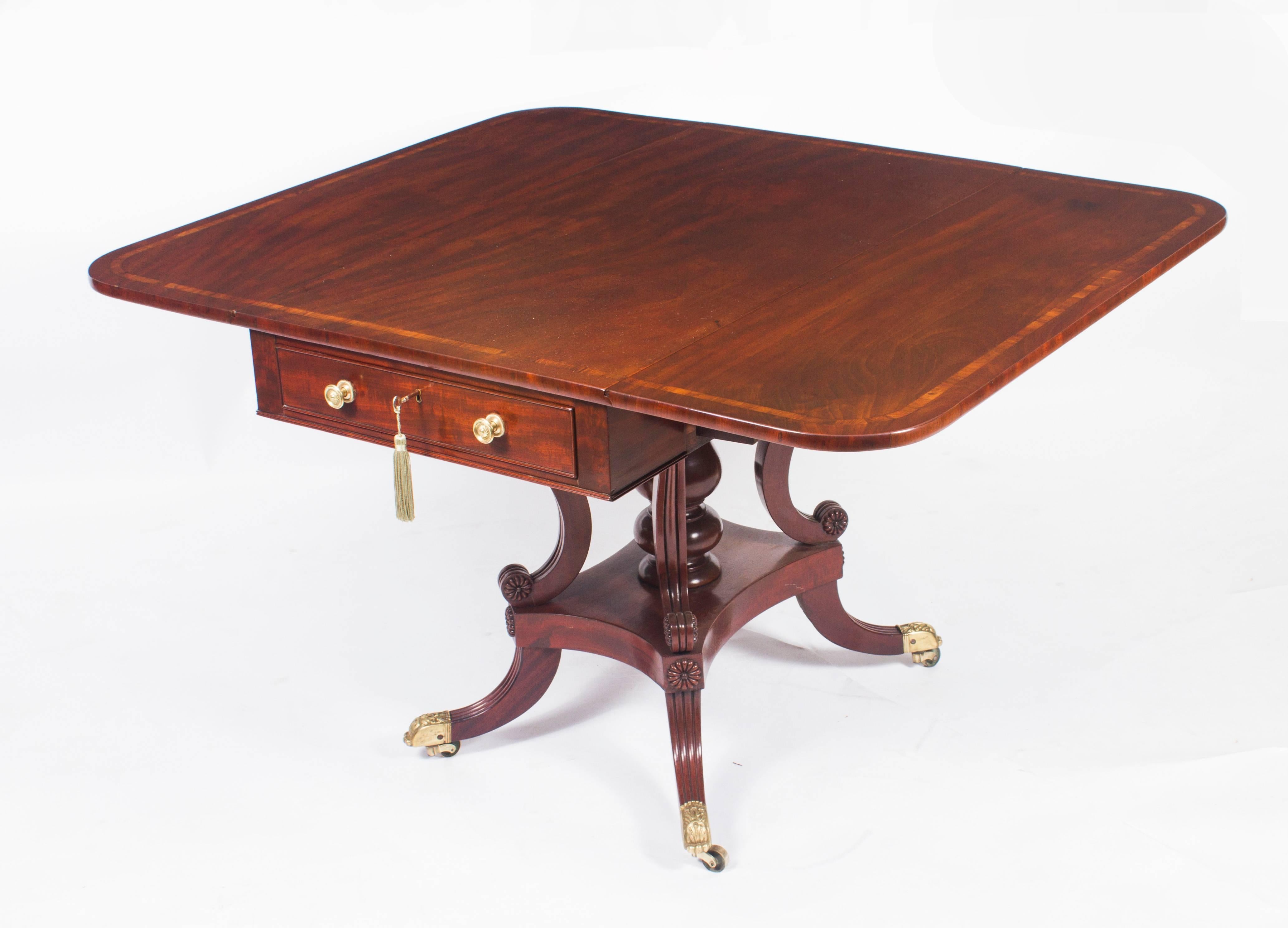 English 19th Century Regency George III Pembroke Table Gillows and Six Antique Chairs