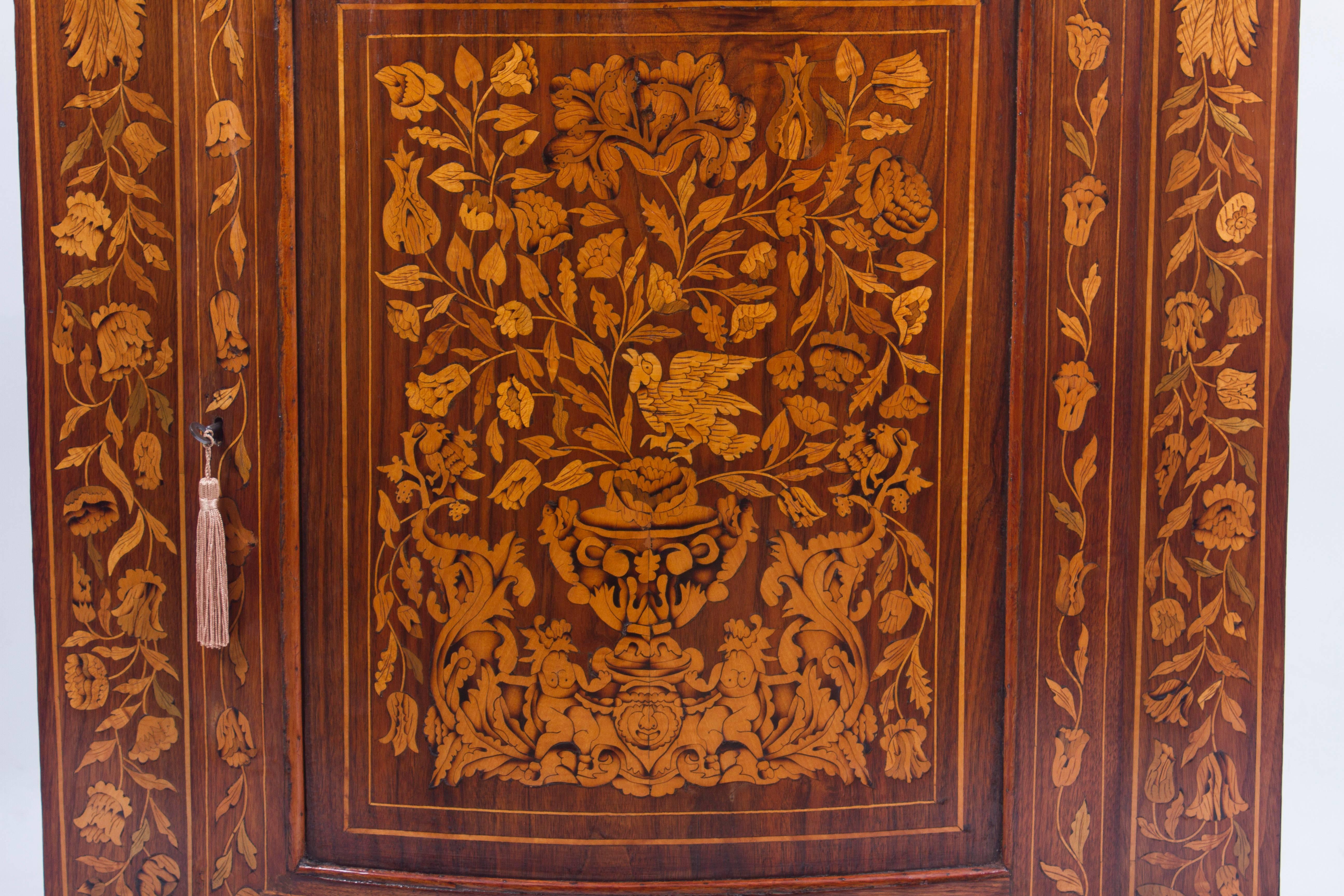 18th Century Dutch Walnut & Floral Marquetry Corner Cabinet 3