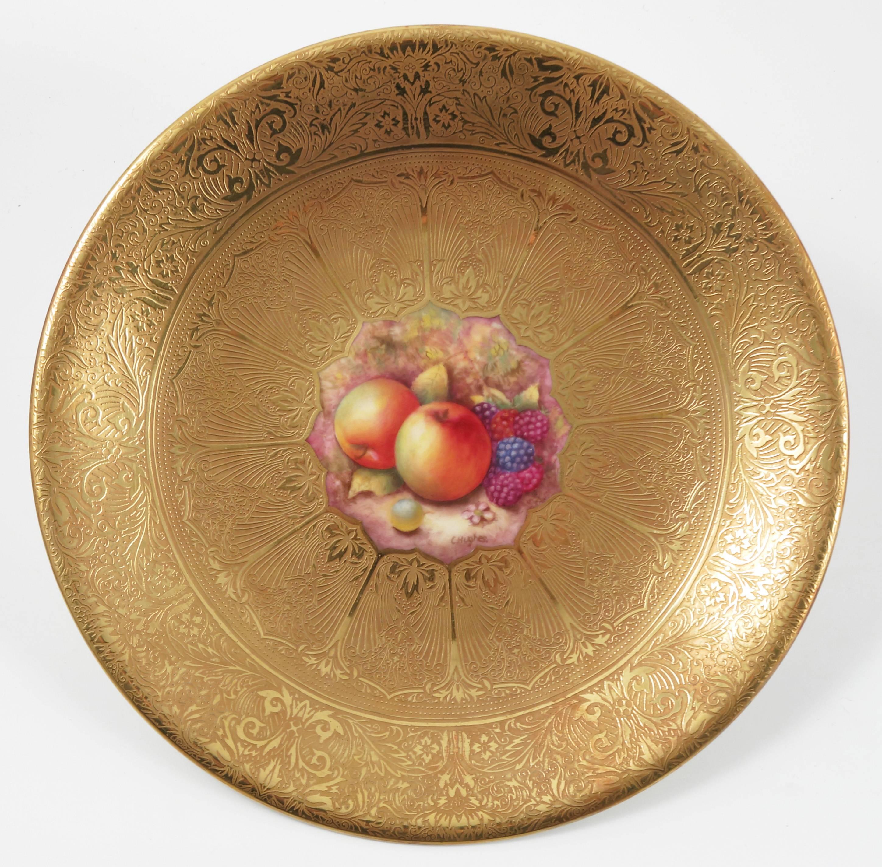 Porcelain Mid-20th Century Set of Four Royal Worcester Acid Gilt Plates