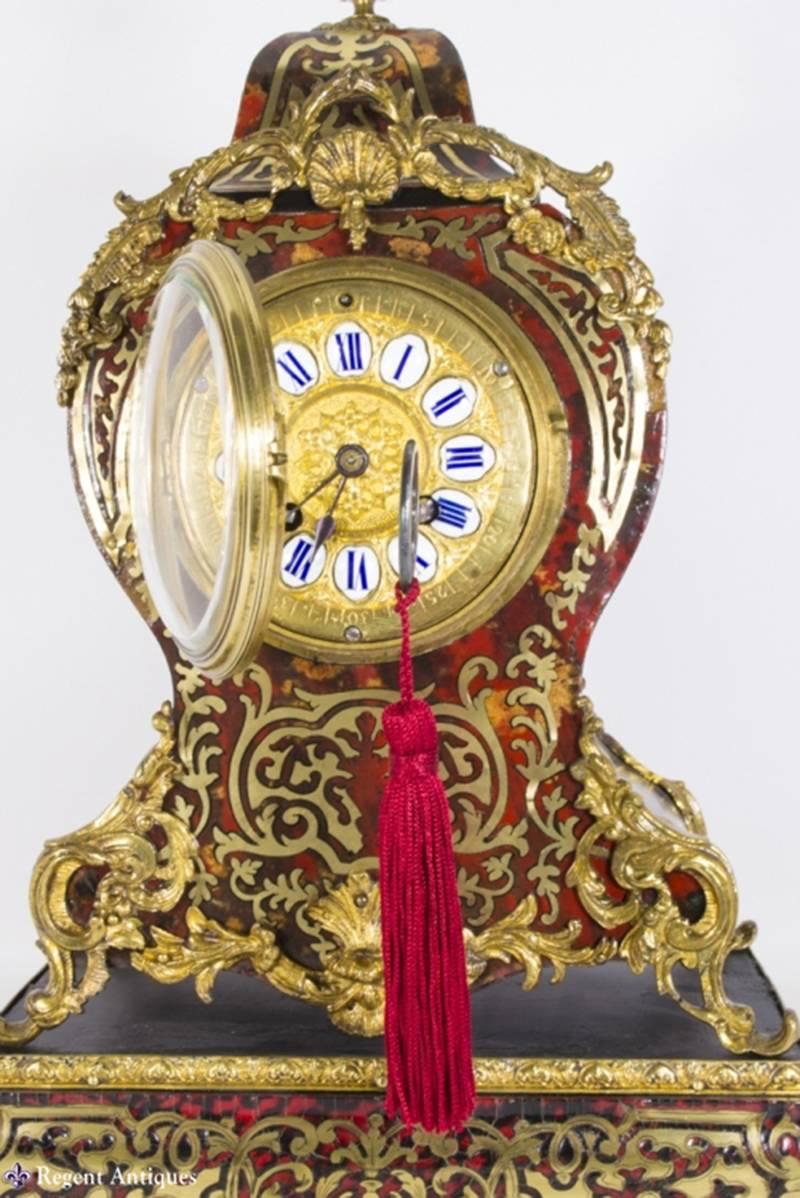 19th Century French Boulle Mantel Clock on Stand 2