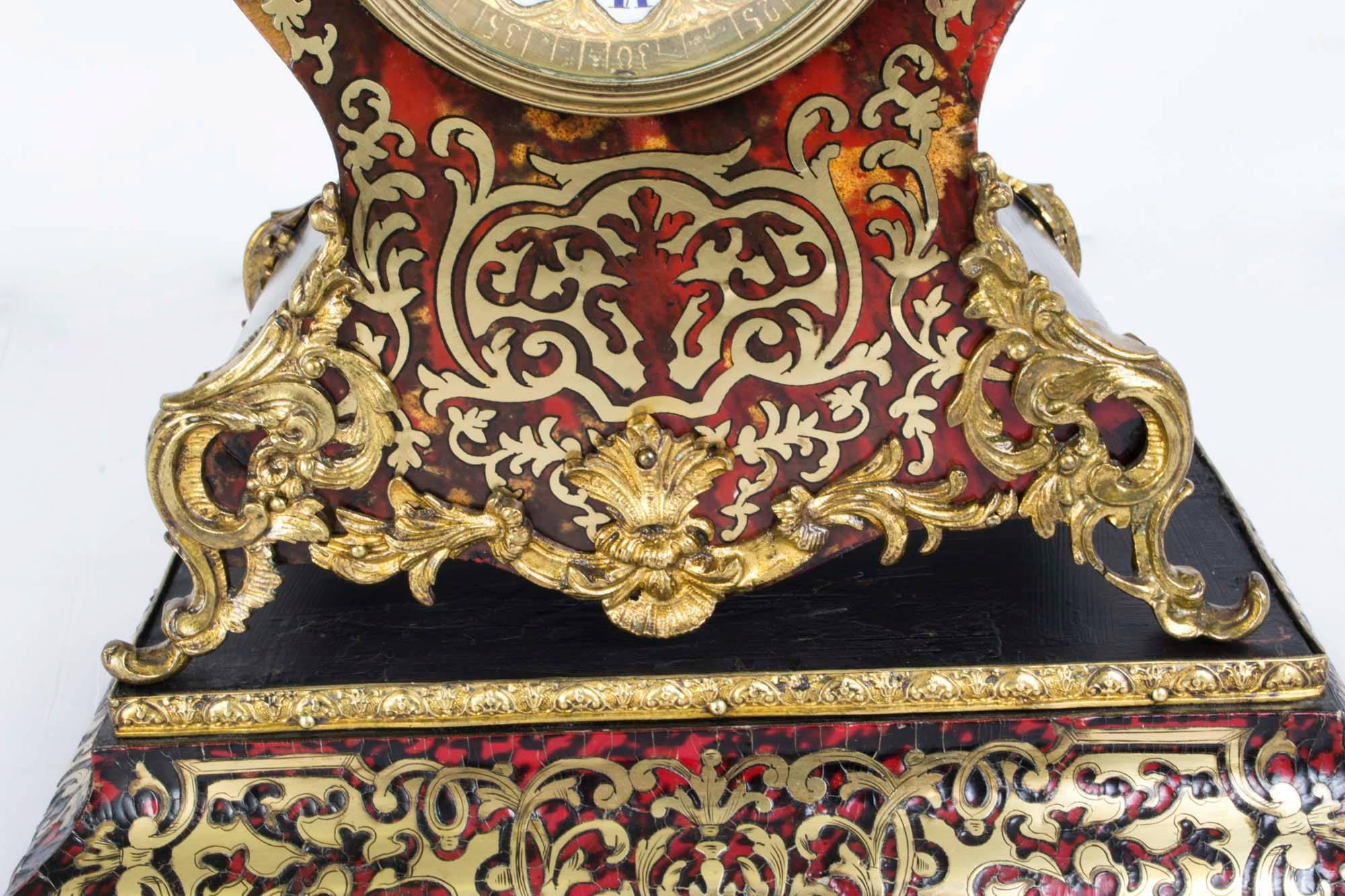 19th Century French Boulle Mantel Clock on Stand In Excellent Condition In London, GB