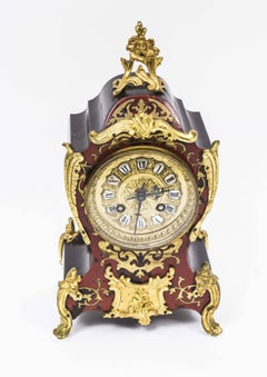 boulle-Messing-Manteluhr mit Intarsien aus dem 19. Jahrhundert von Martie & Cie