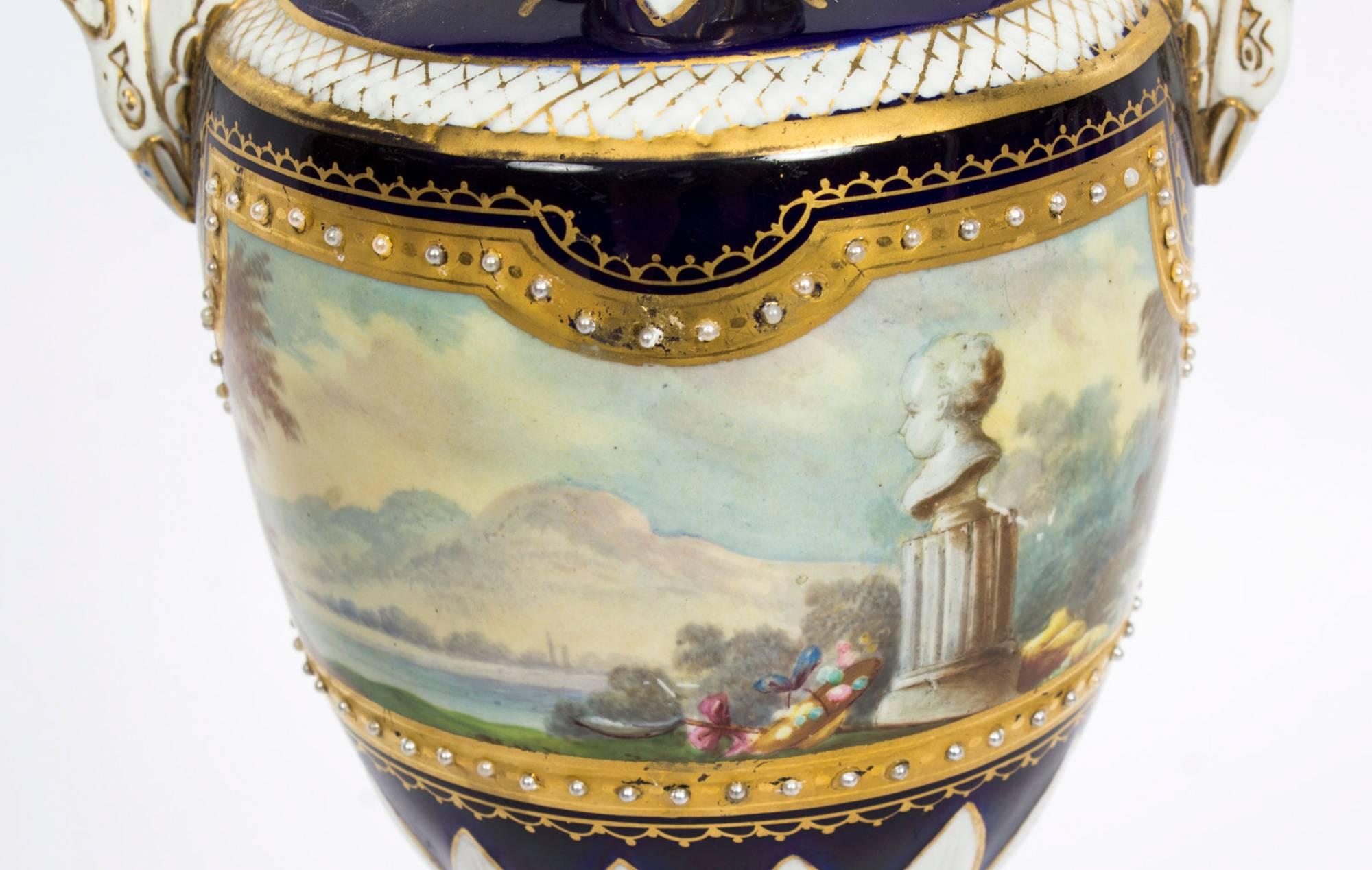Antique Pair of French Sevres Porcelain Vases, 19th Century 4