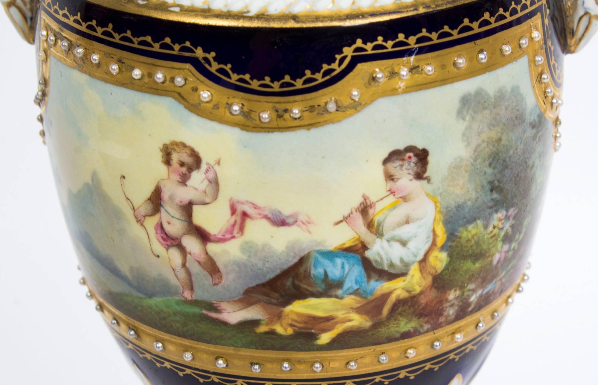 Antique Pair of French Sevres Porcelain Vases, 19th Century 1